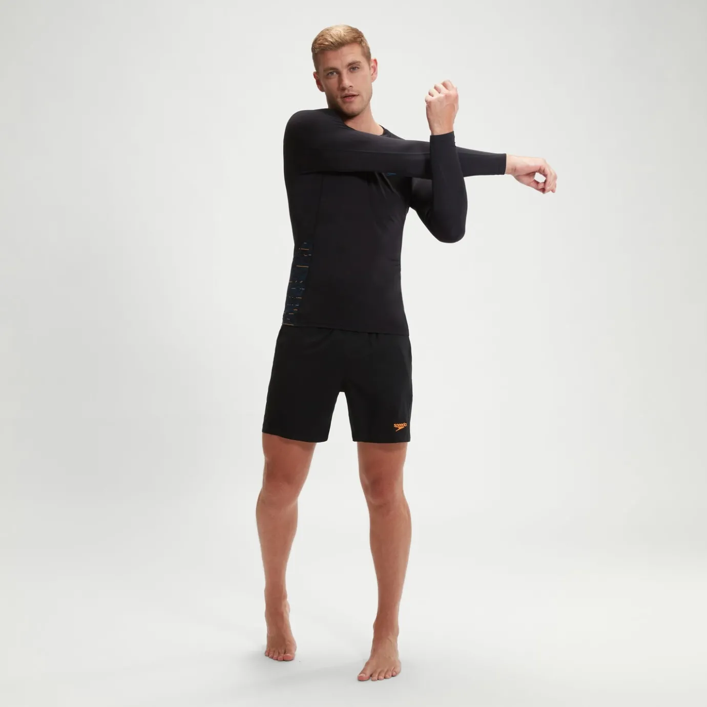 Men's Endurance+ SpliceRash Top Black/Teal*Speedo Hot