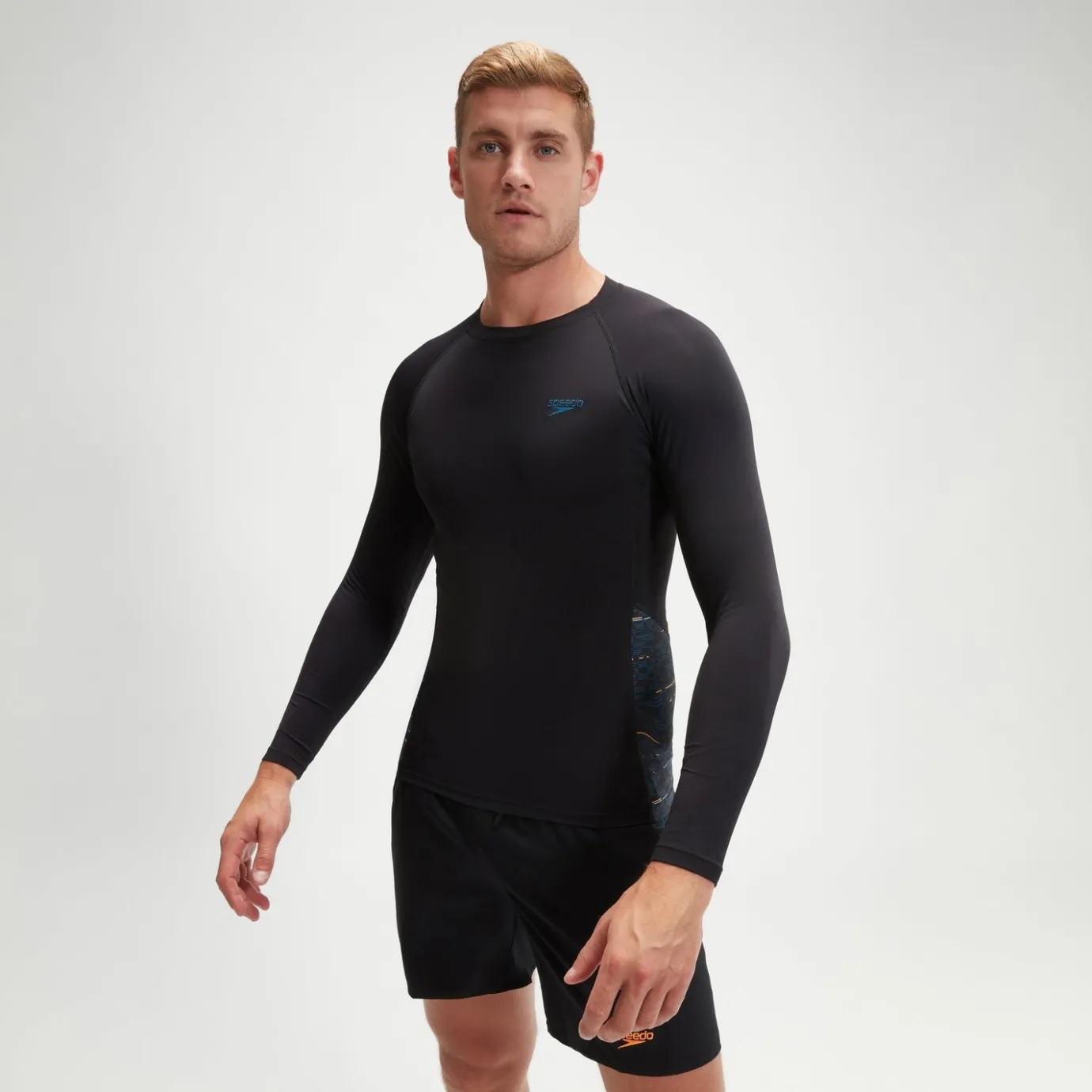 Men's Endurance+ SpliceRash Top Black/Teal*Speedo Hot