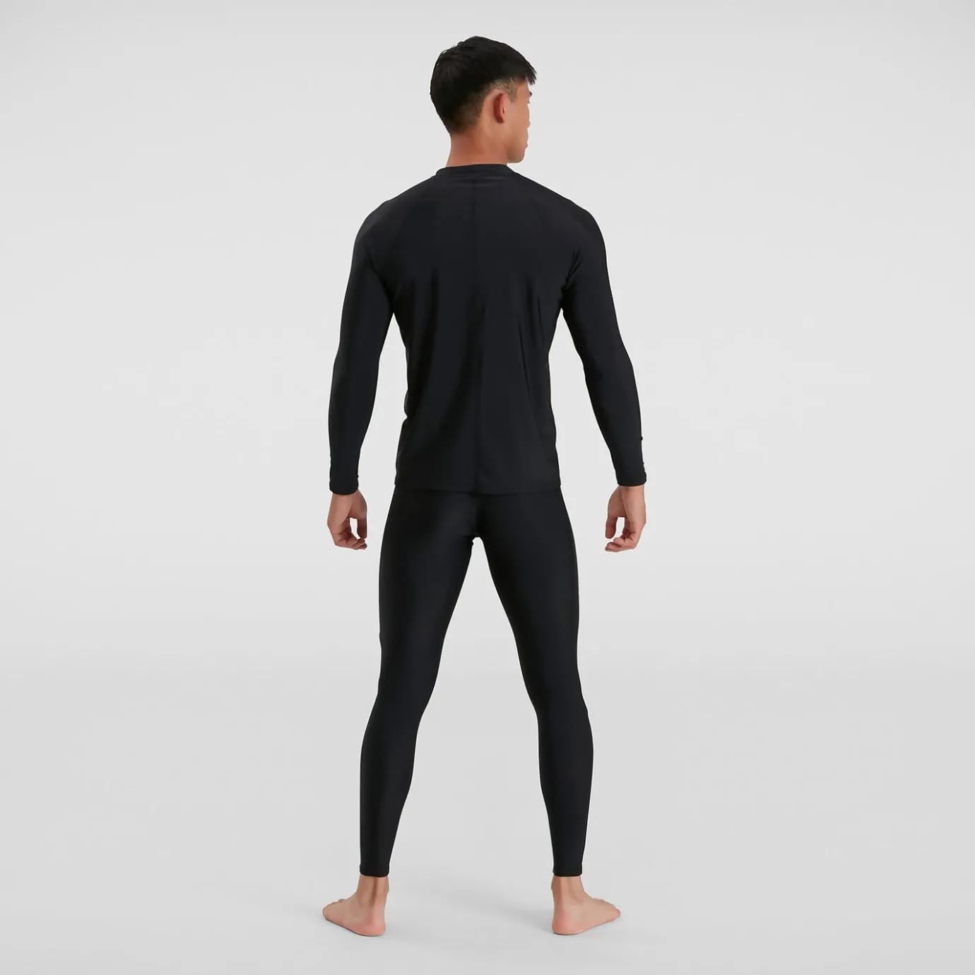 Men's Essential Long Sleeve Zip Top Black*Speedo Flash Sale
