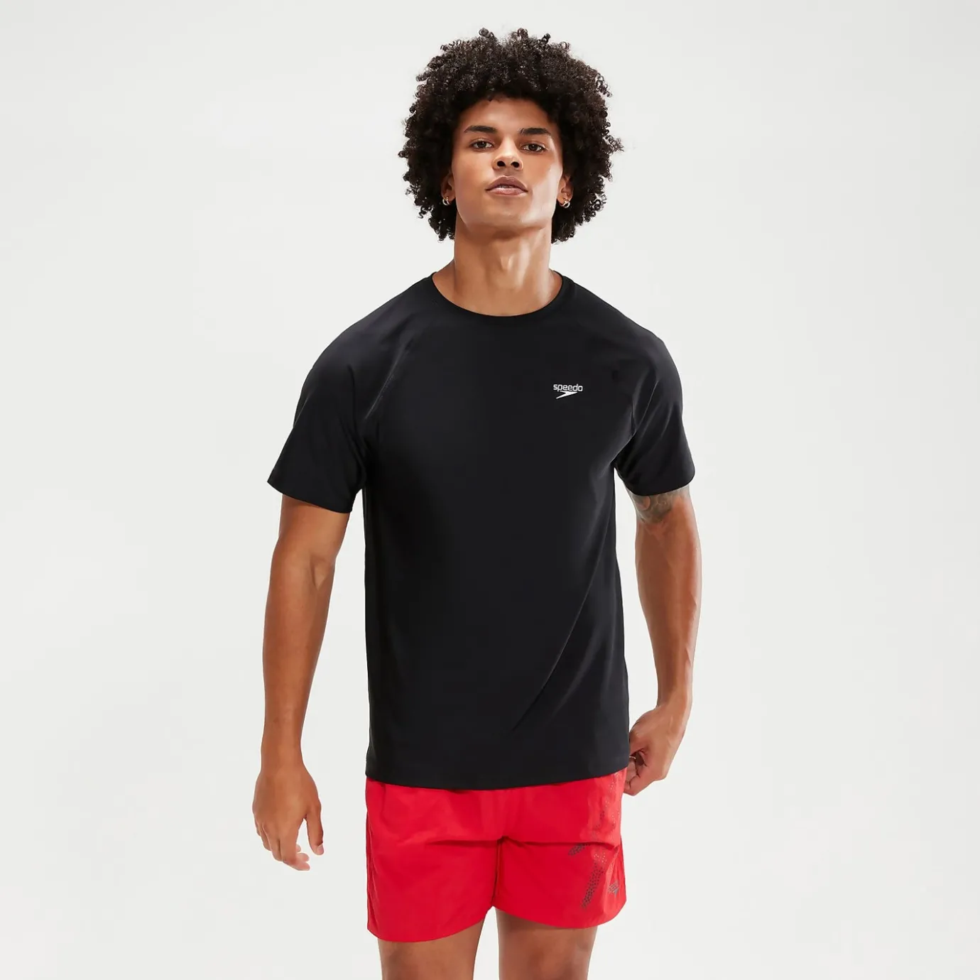 Men's Essential Short Sleeve Swim Top Black*Speedo Best