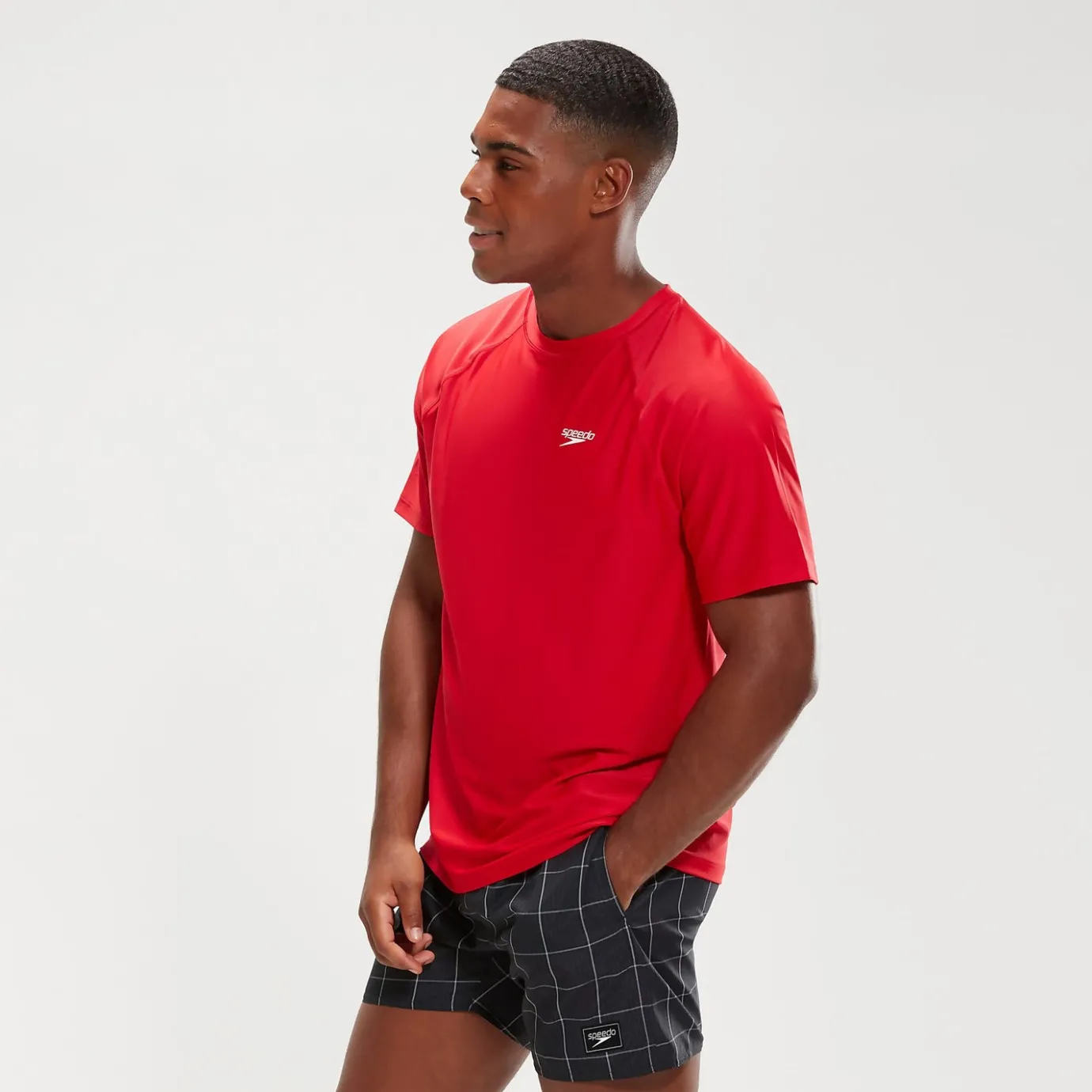 Men's Essential Short Sleeve Swim Top Red*Speedo Outlet
