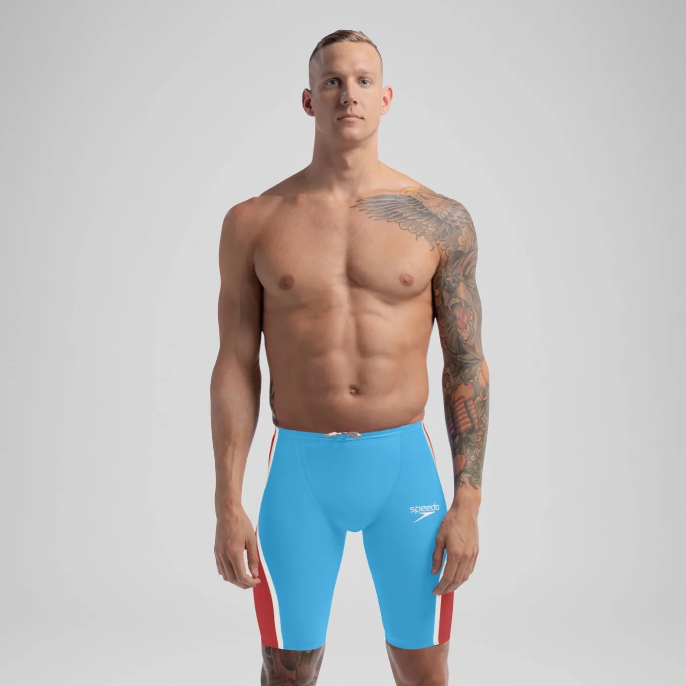 Men's Fastskin LZR Pure Intent 2.0 High Waist Jammer Blue/Red*Speedo Clearance