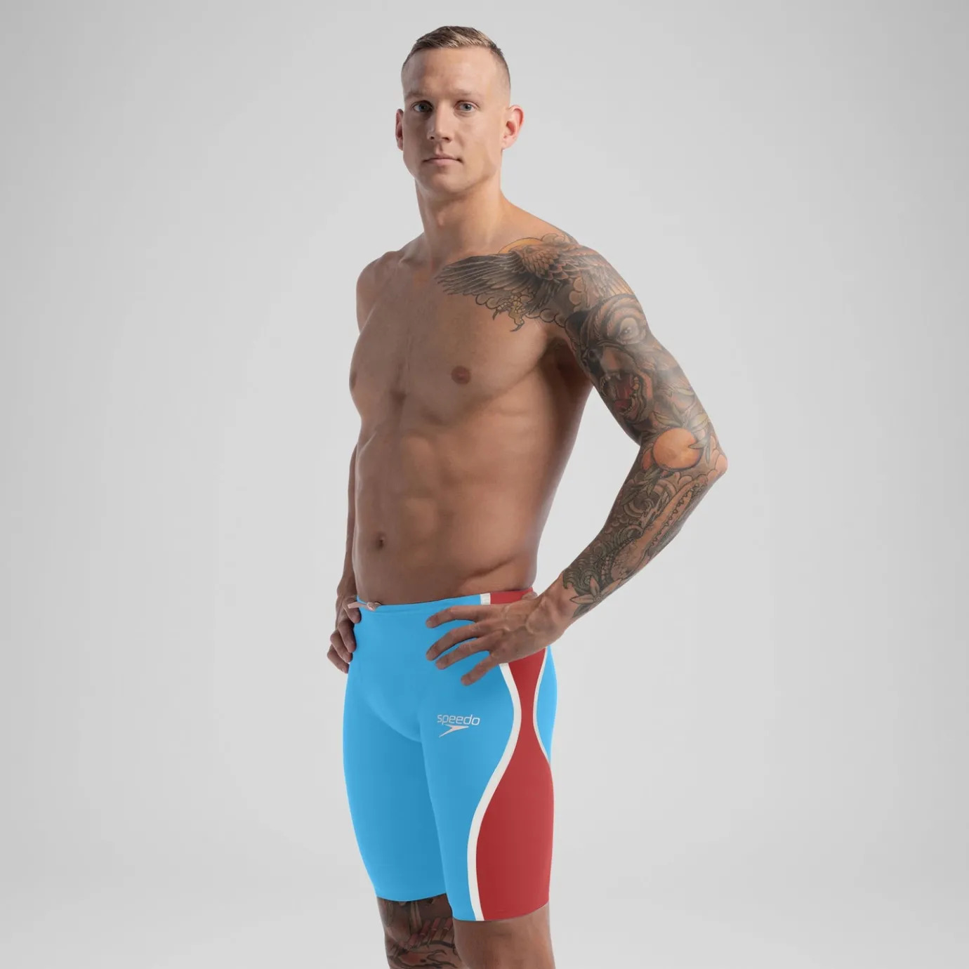 Men's Fastskin LZR Pure Intent 2.0 High Waist Jammer Blue/Red*Speedo Clearance