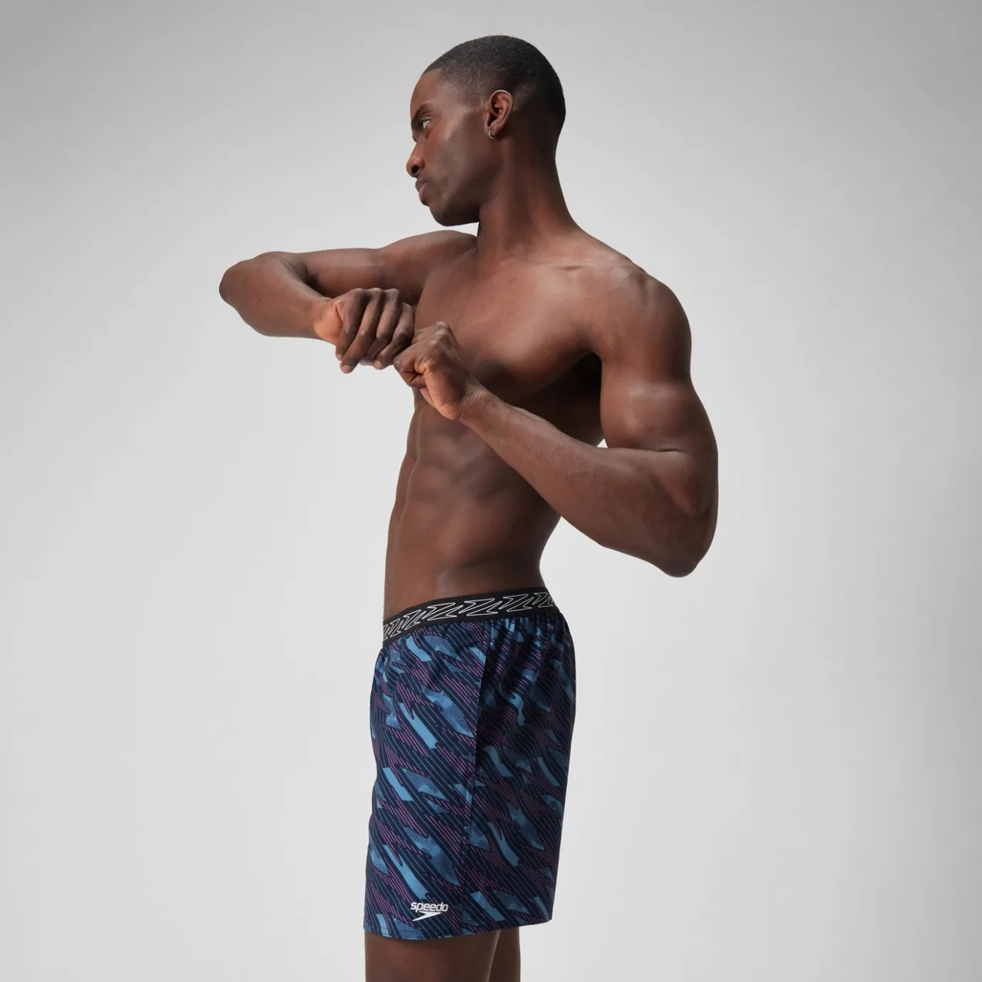 Men's HyperBoom Printed 16" Swim Shorts Black*Speedo New
