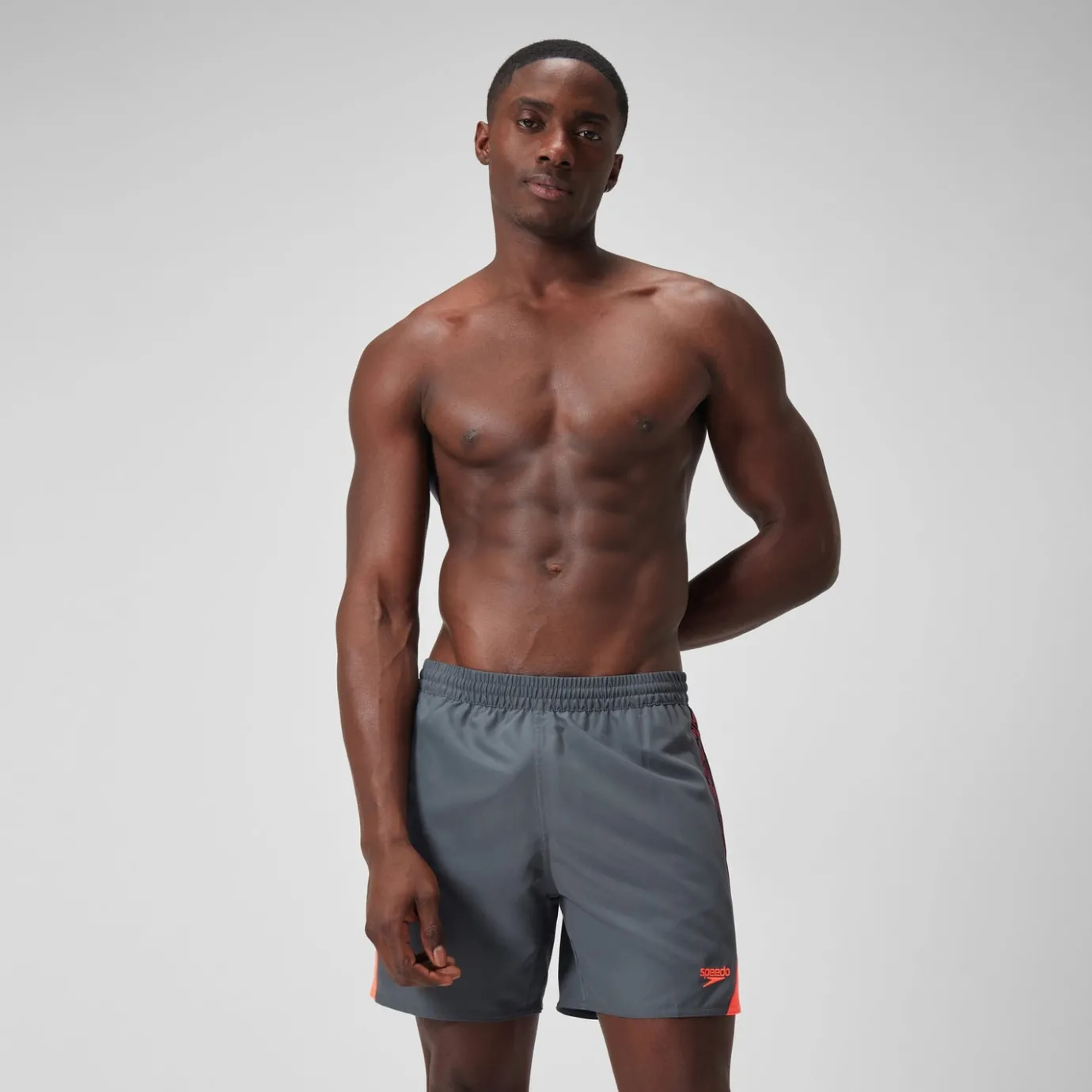Men's HyperBoom Splice 16" Swim Shorts Grey/Red*Speedo Discount