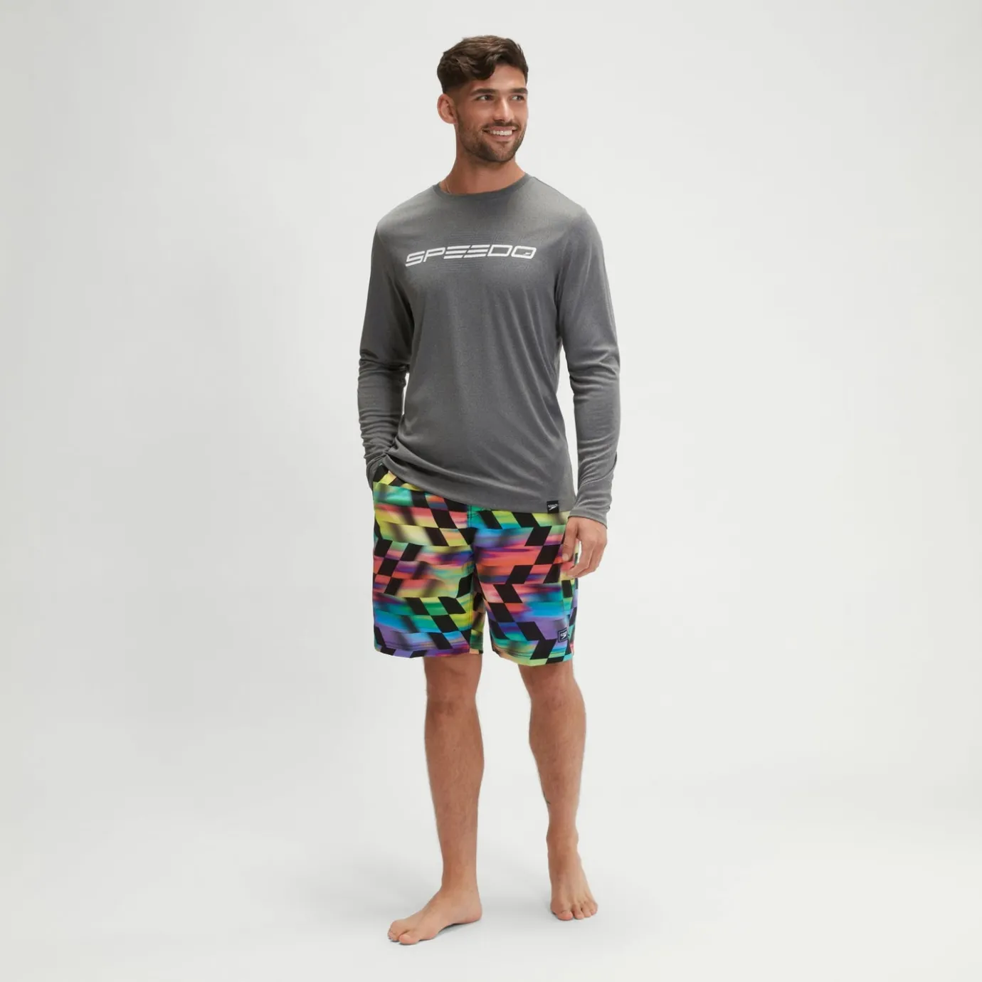 Men's Long Sleeve Graphic Swim Shirt Grey*Speedo Clearance