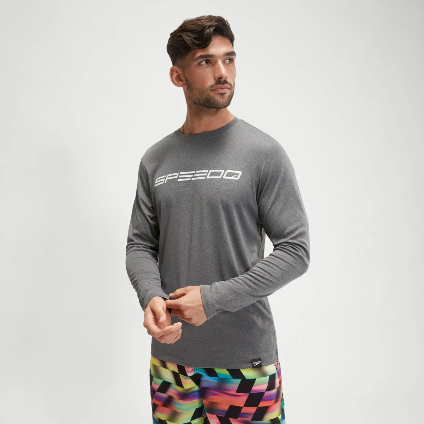 Men's Long Sleeve Graphic Swim Shirt Grey*Speedo Clearance