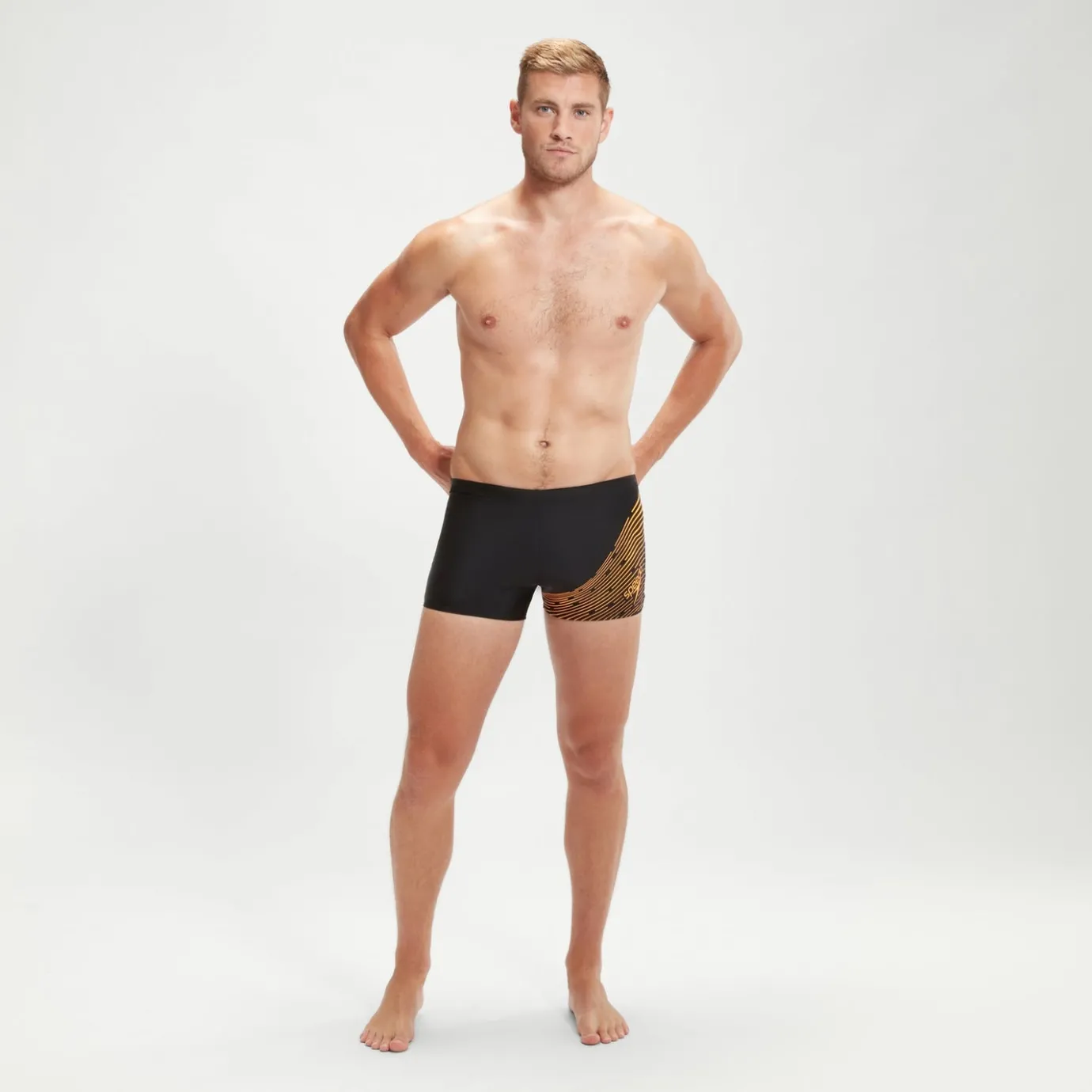 Men's Medley Logo Aquashort Black/Orange*Speedo Outlet