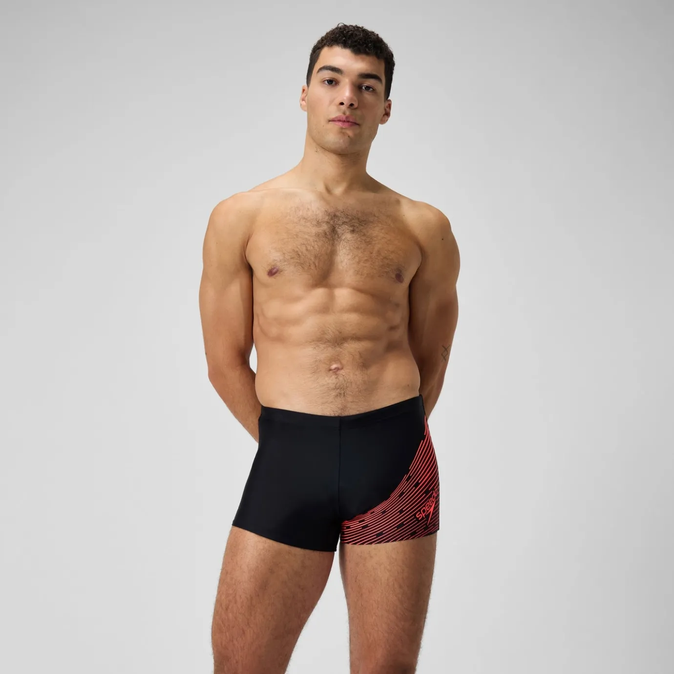 Men's Medley Logo Aquashort Black/Red*Speedo Hot