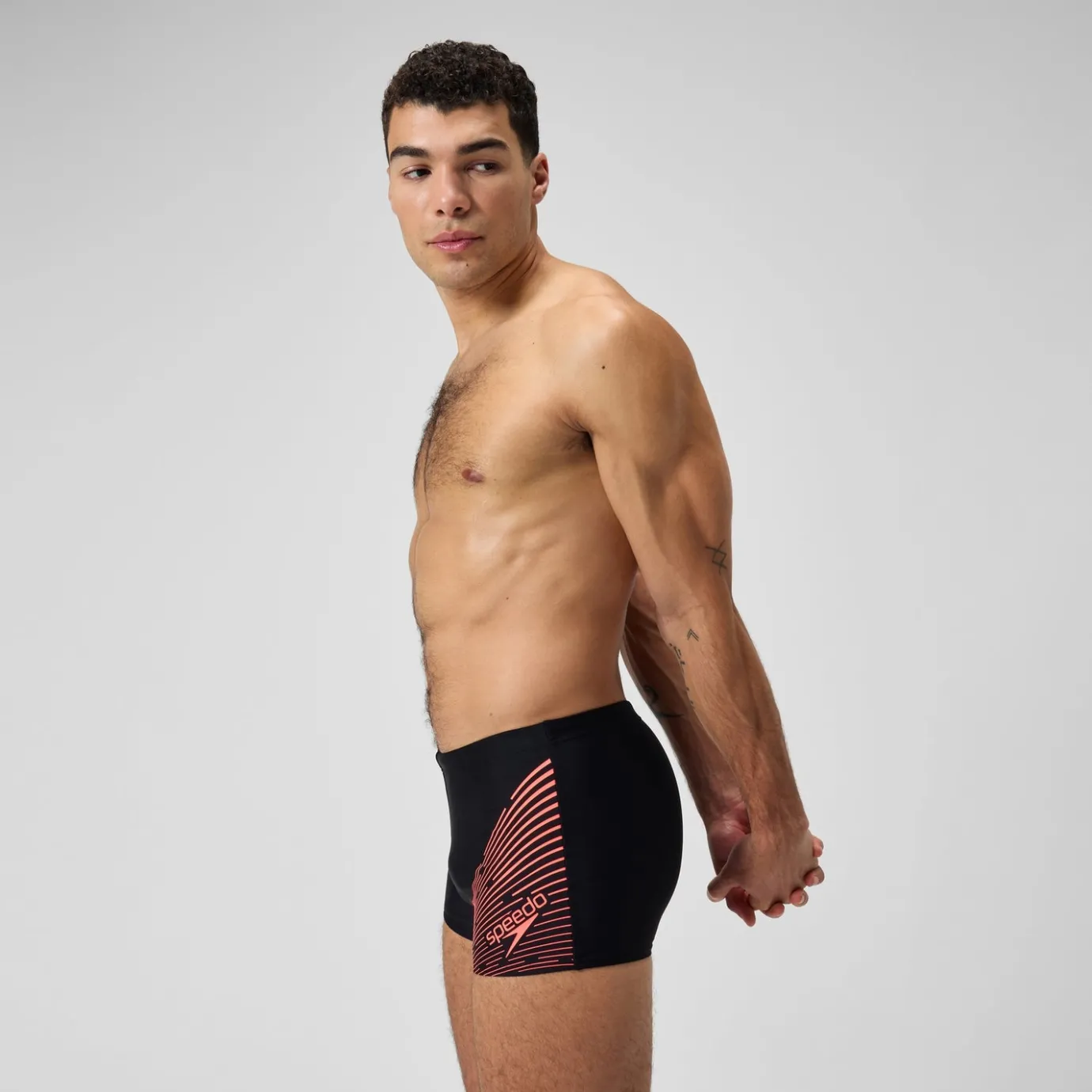 Men's Medley Logo Aquashort Black/Red*Speedo Hot