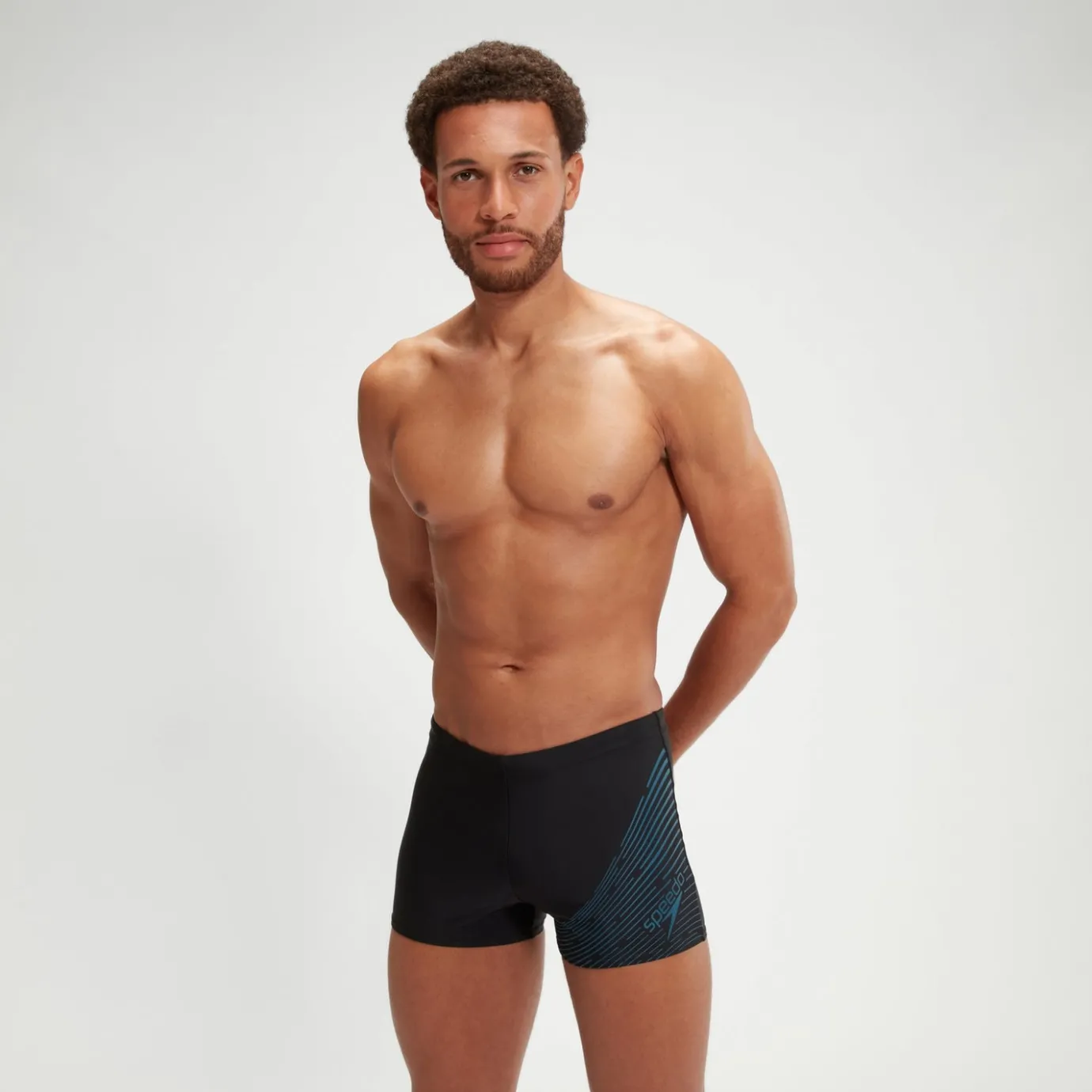 Men's Medley Logo Aquashort Black/Teal*Speedo Best