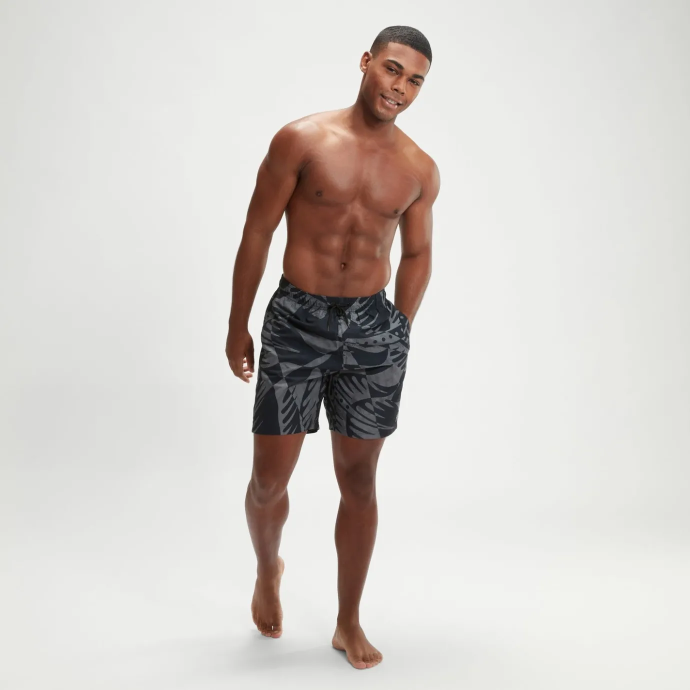 Men's Printed Leisure 18" Swim Shorts Black/Grey*Speedo Cheap