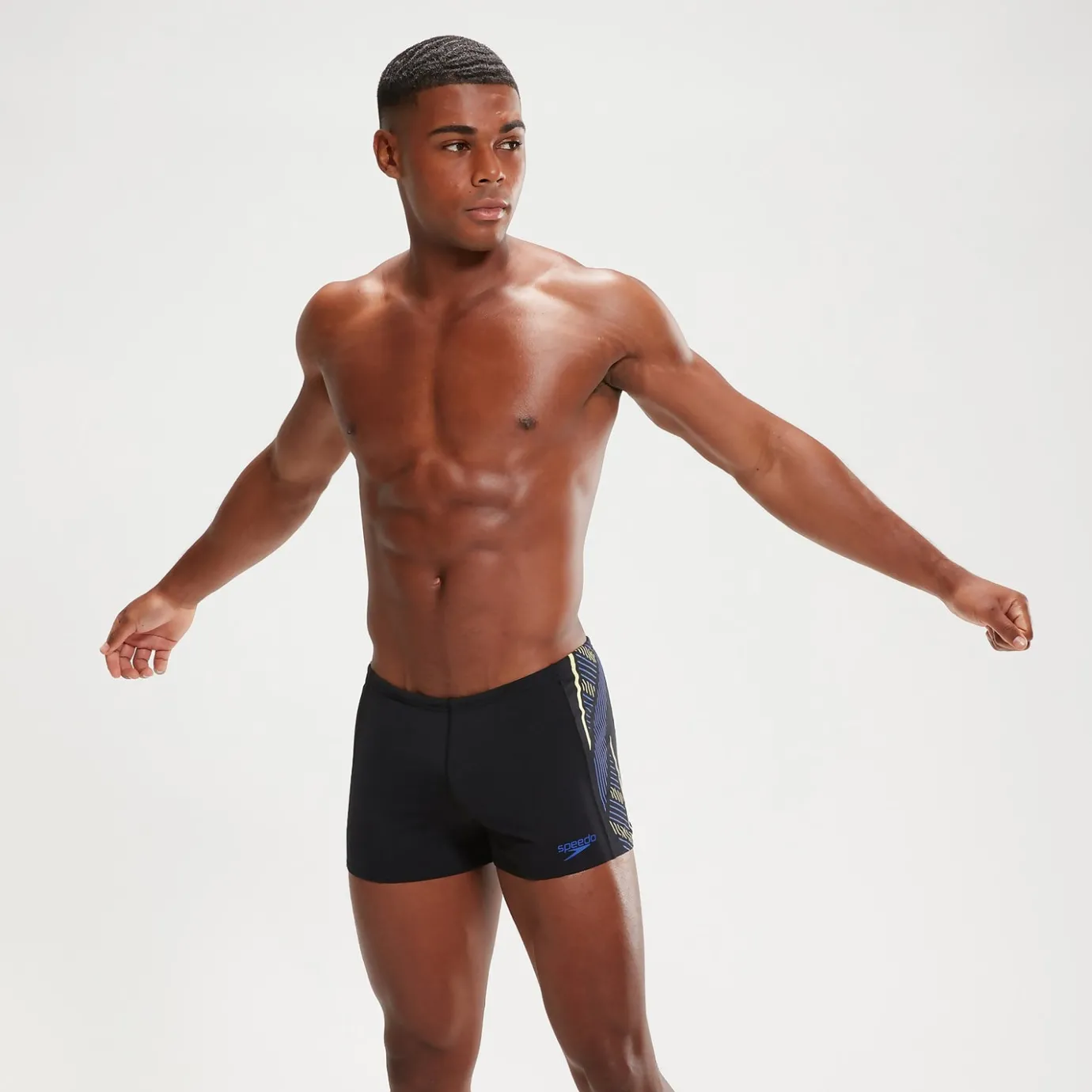 Men's Tech Panel Aquashorts Black/Blue*Speedo New