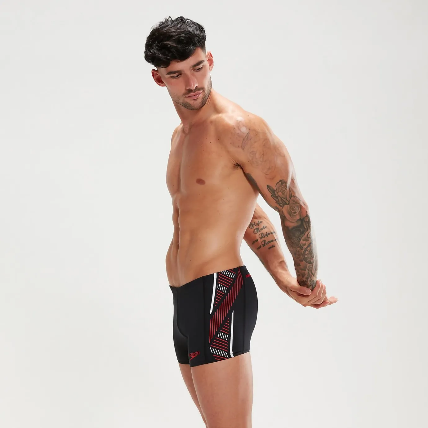 Men's Tech Panel Aquashorts Black/Red*Speedo Outlet