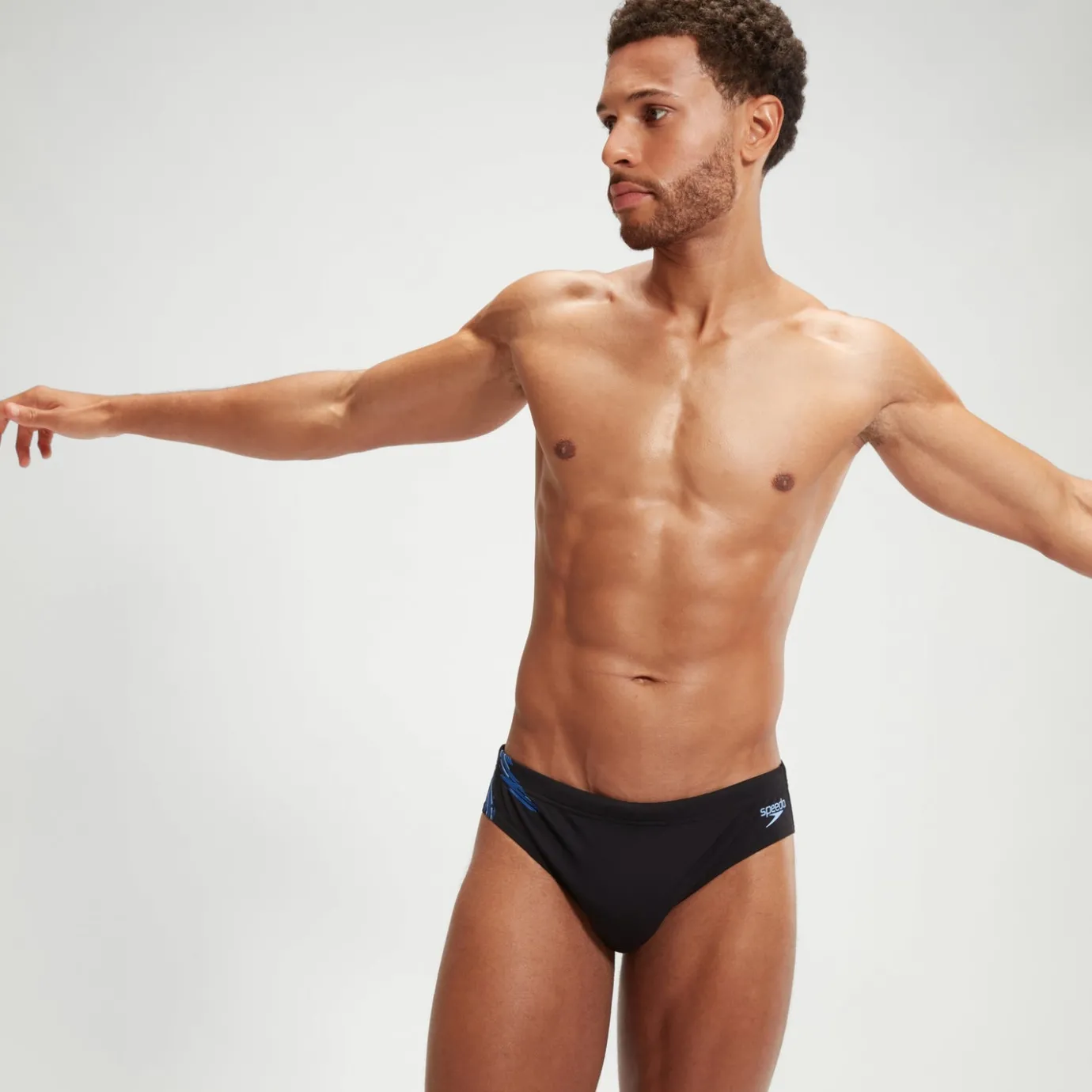 Men's Tech Panel Brief Black/Blue*Speedo Flash Sale
