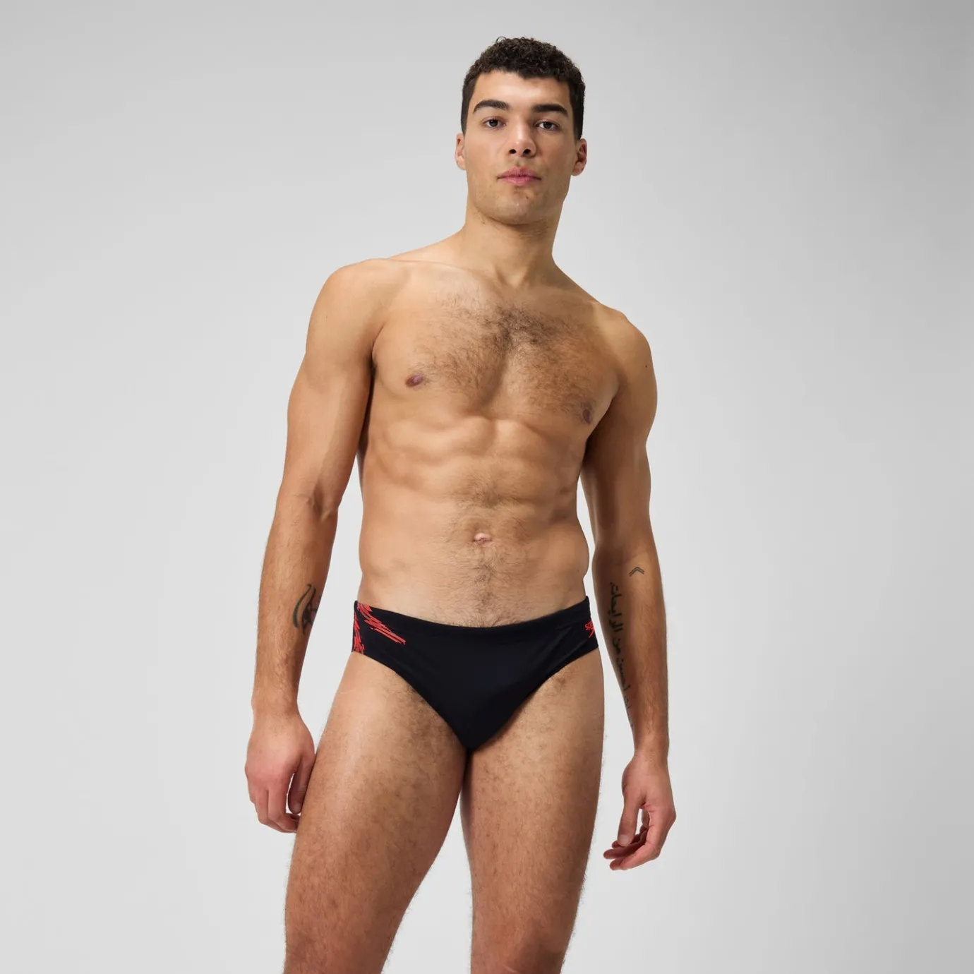 Men's Tech Panel 7cm Brief Black/Red*Speedo Outlet