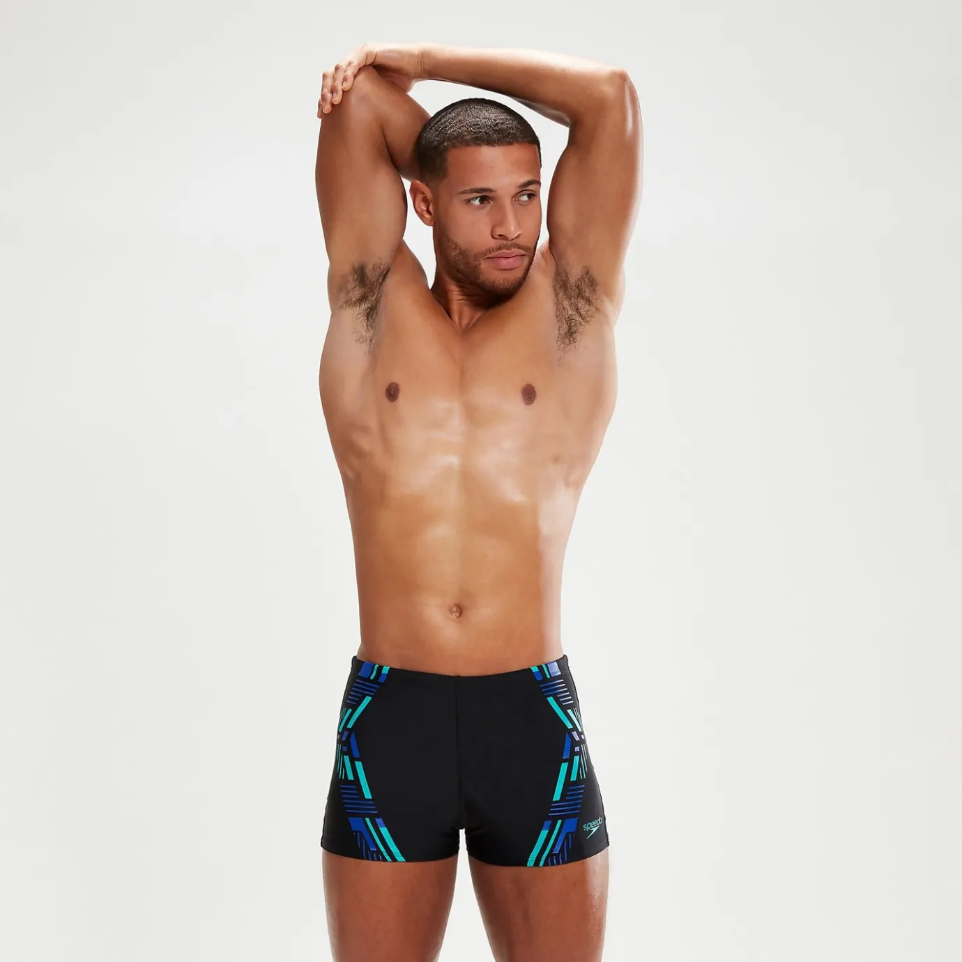 Men's Tech Print Aquashorts Black/Blue*Speedo Flash Sale