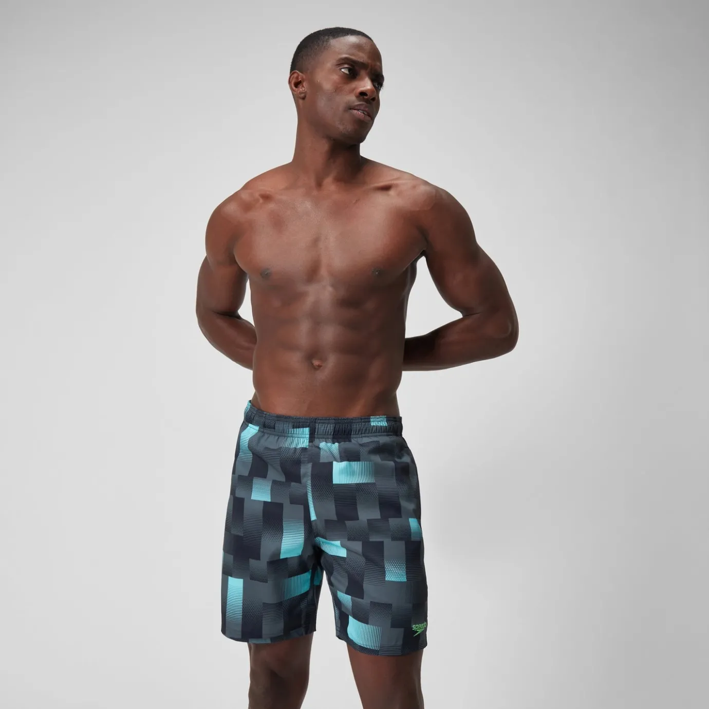 Men's Xpress Lite Allover 18" Swim Shorts Grey/Black*Speedo Best