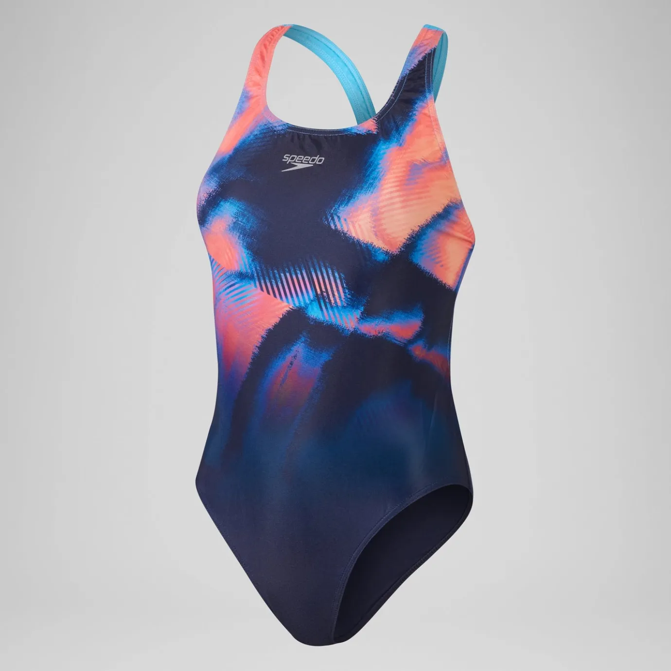 Women's Club Training Placement Digital Powerback Swimsuit Navy/Red*Speedo Sale