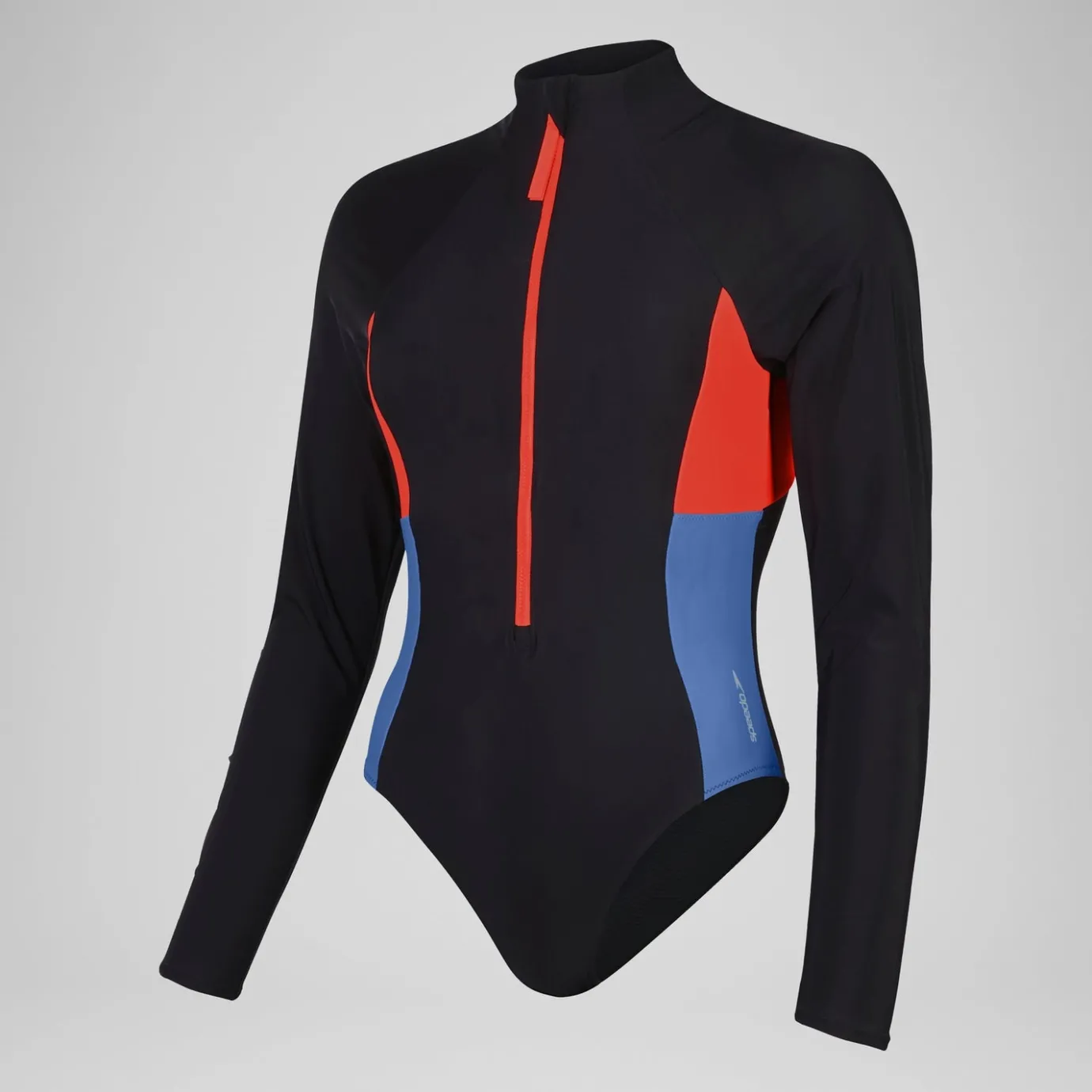 womens_colourblock_long_sleeve_zip_swimsuit_blackred_4.webp Women's Colourblock Long Sleeve Zip Swimsuit Black/Red*Speedo Outlet