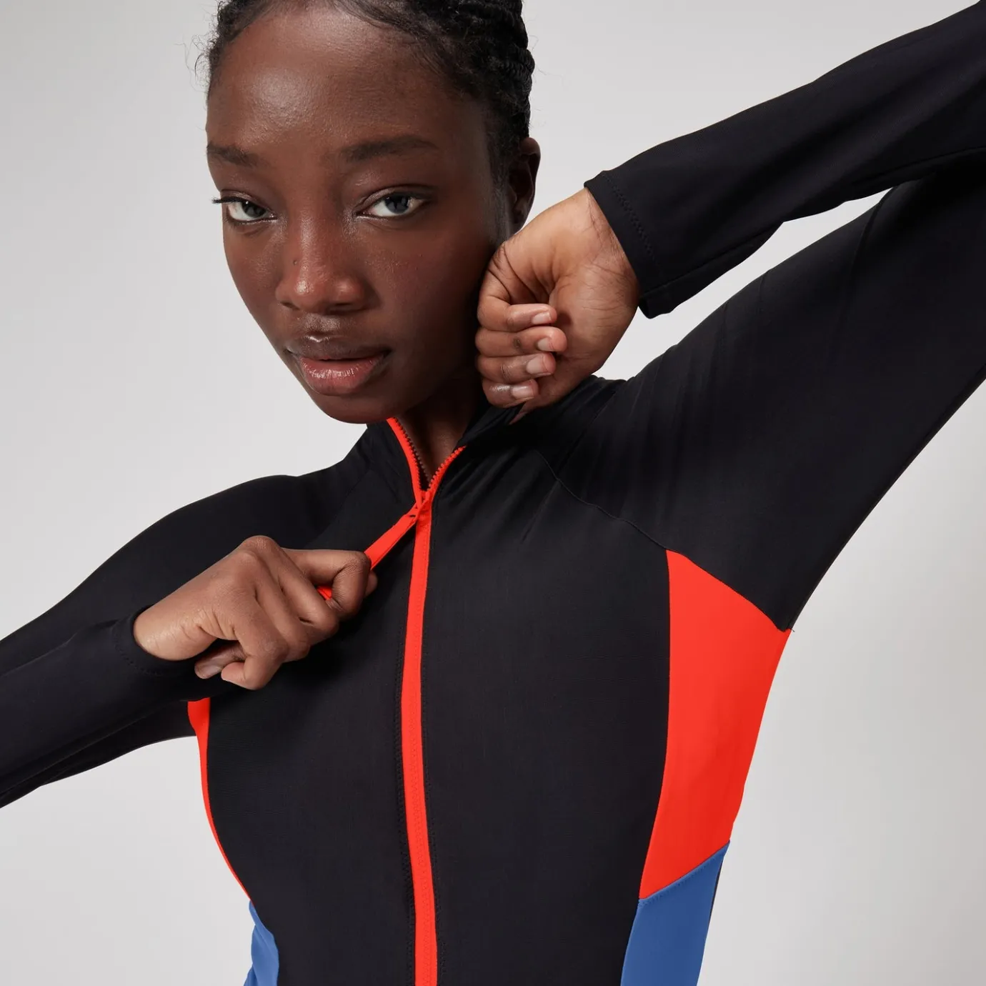 womens_colourblock_long_sleeve_zip_swimsuit_blackred_8.webp Women's Colourblock Long Sleeve Zip Swimsuit Black/Red*Speedo Outlet