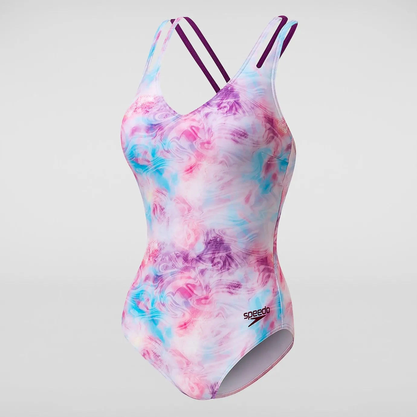 Women's Double Strap Printed Swimsuit Pink/Blue*Speedo Cheap