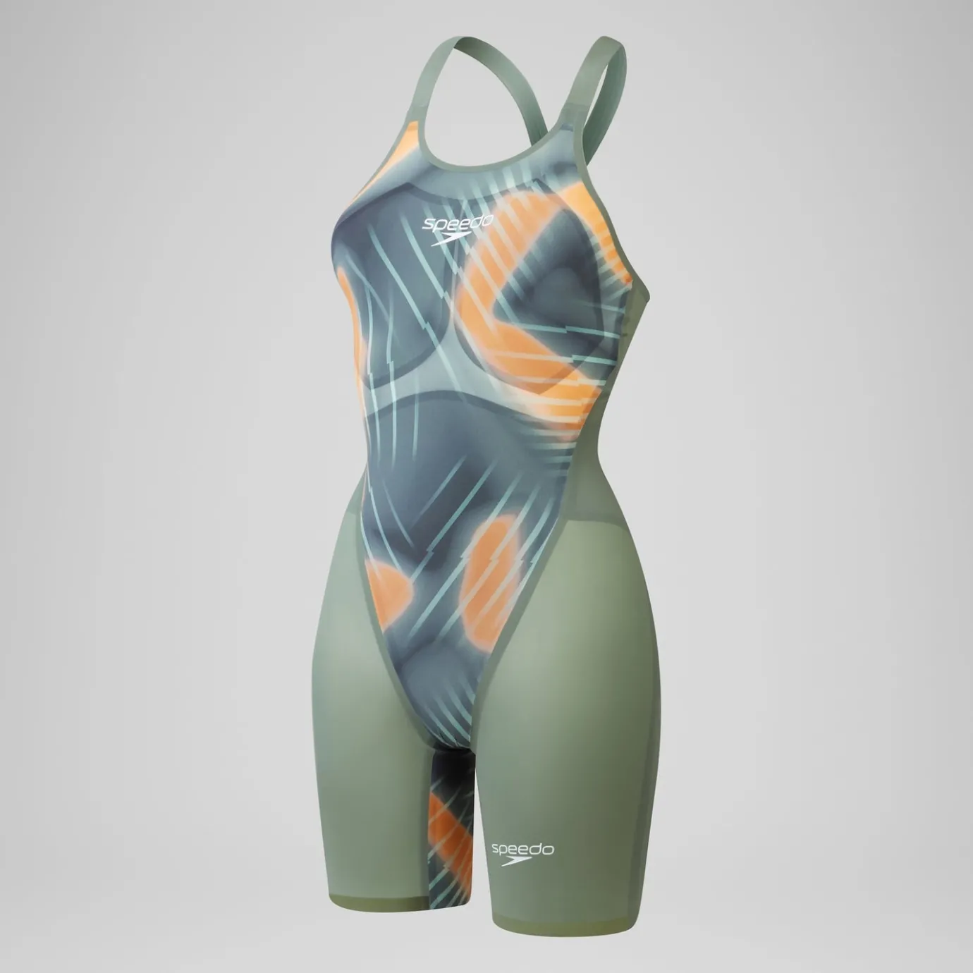 Women's Fastskin LZR Pure Valor 2.0 Closedback Kneeskin Green/Orange*Speedo Best