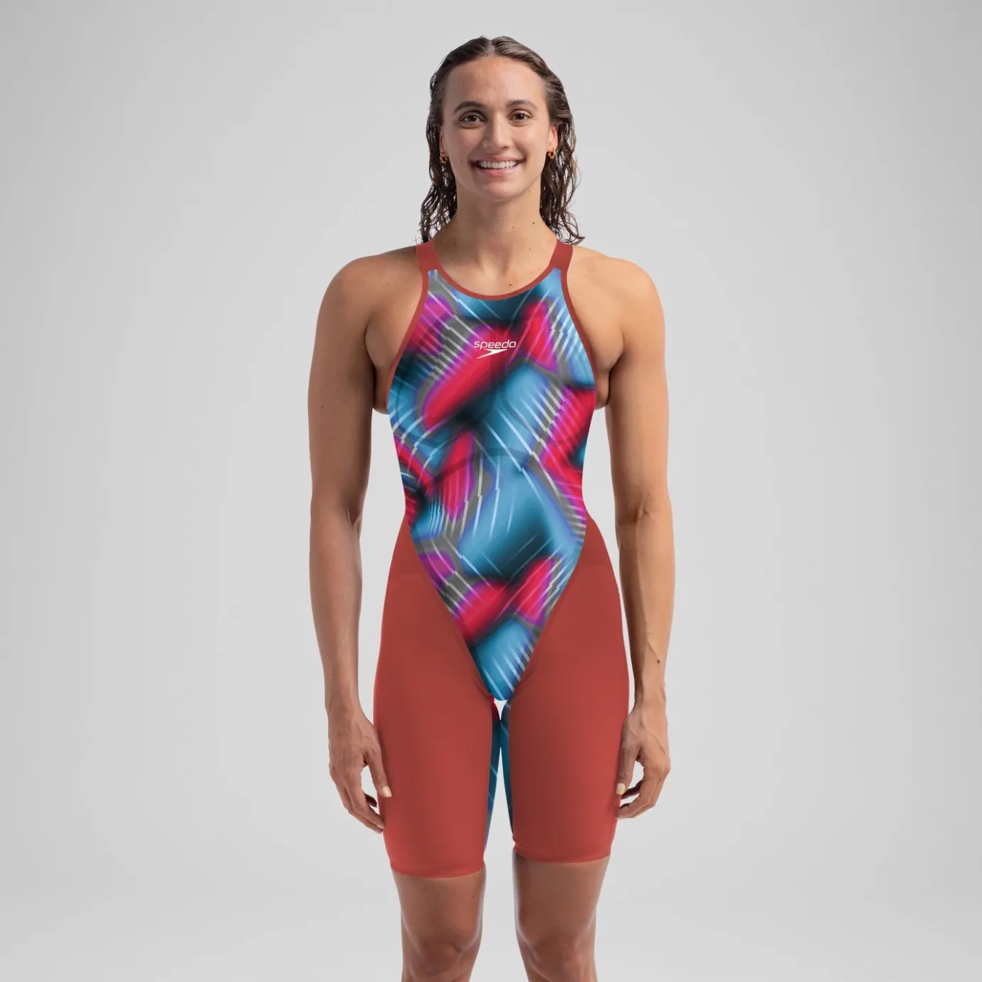 Women's Fastskin LZR Pure Valor 2.0 Openback Kneeskin Red/Blue*Speedo Clearance
