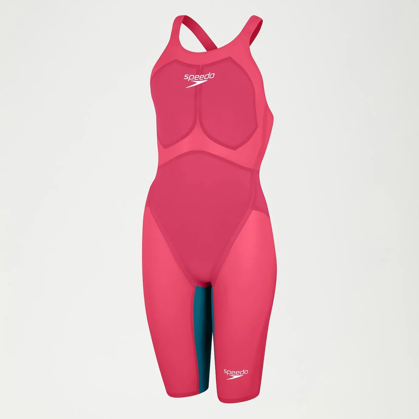Womens Fastskin LZR Pure Valor Openback Kneeskin Red/Teal*Speedo Hot