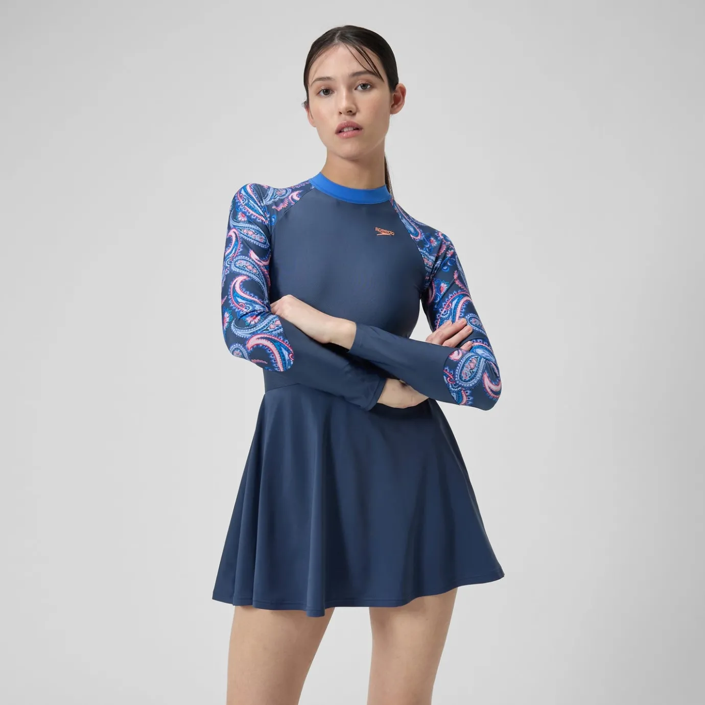 Women's Long Sleeve Swim Dress Navy/Blue*Speedo Hot