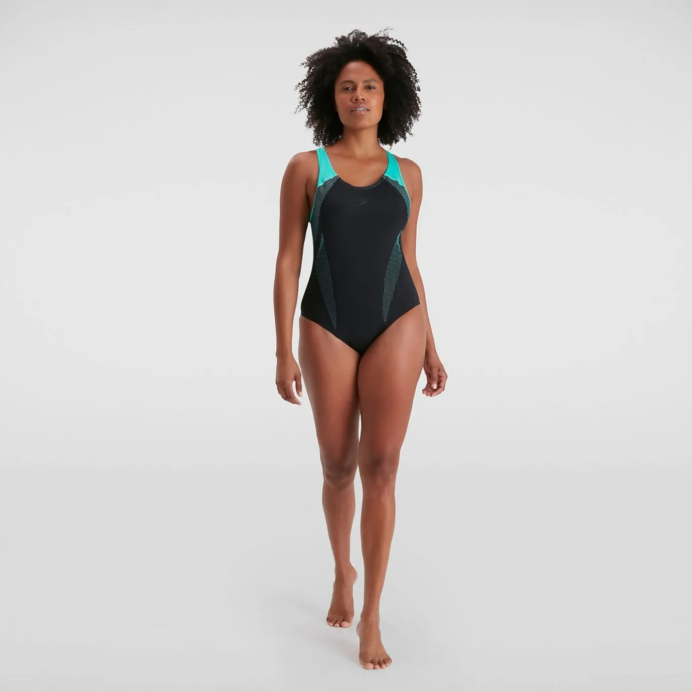 Women's Placement Laneback Swimsuit Black/Blue*Speedo New