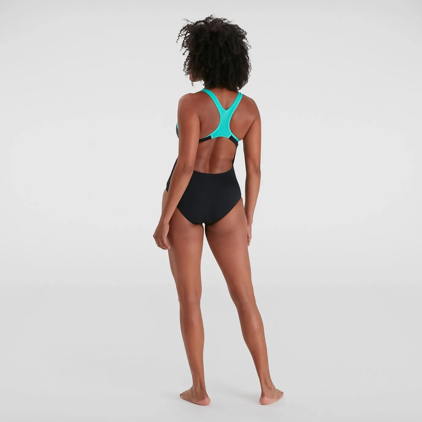 Women's Placement Laneback Swimsuit Black/Blue*Speedo New