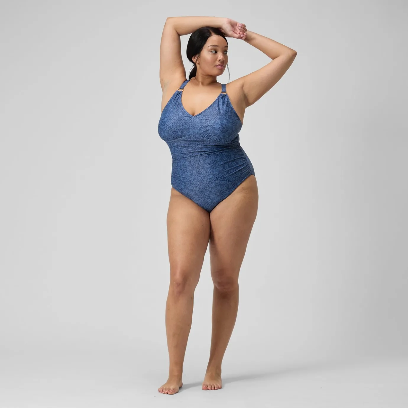 Women's Plus Size Shaping Printed V Neck Swimsuit Navy/Blue*Speedo Discount