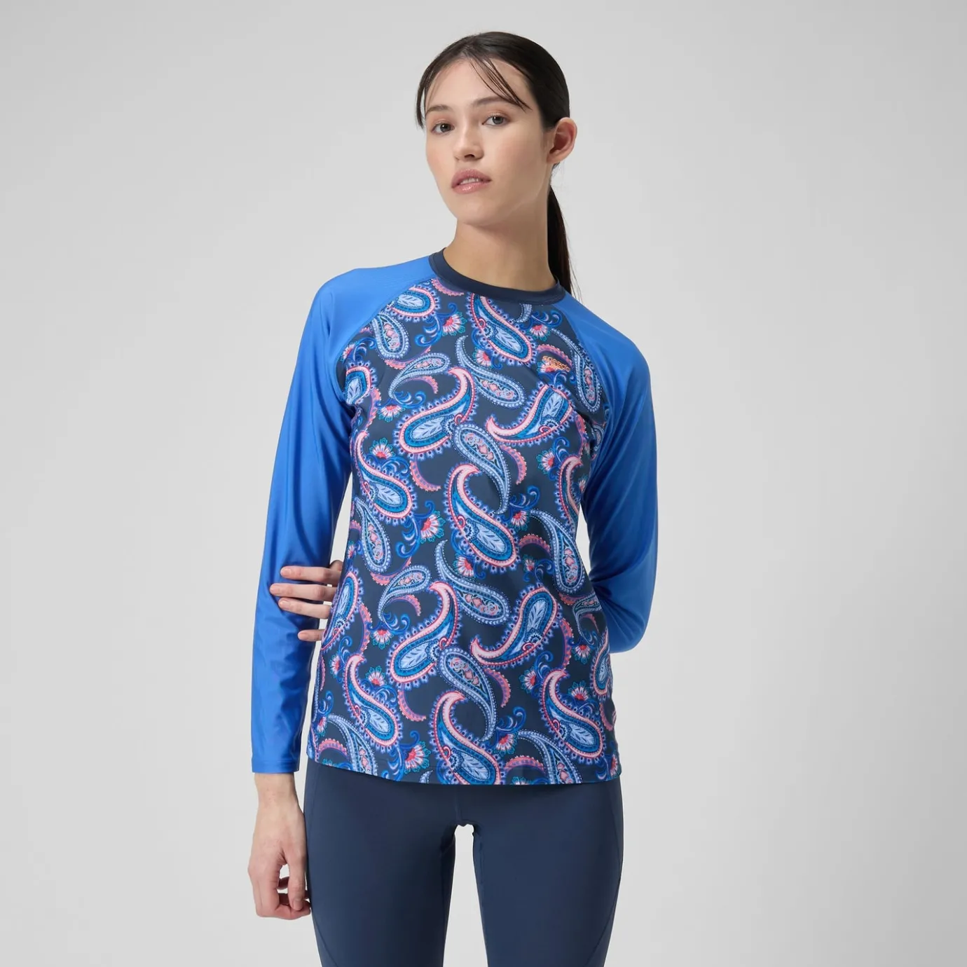 Women's Printed Long Sleeve Swim Tee Navy/Blue*Speedo Sale