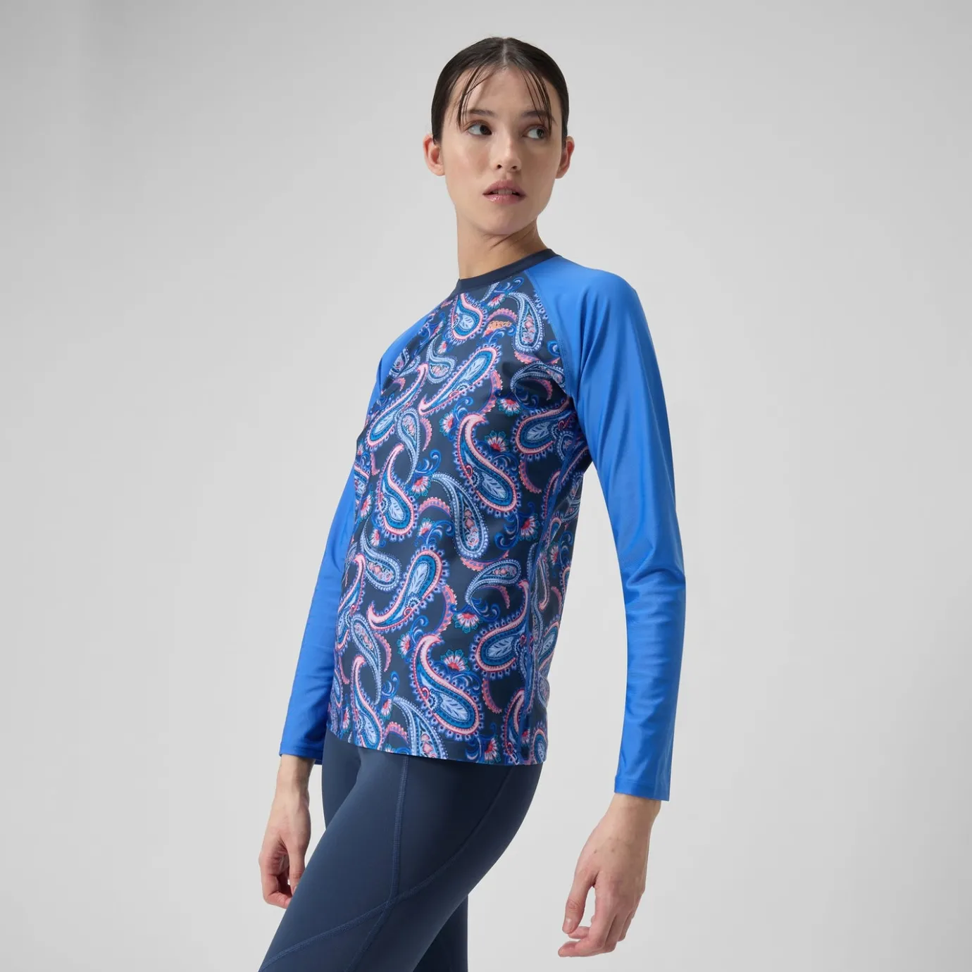 Women's Printed Long Sleeve Swim Tee Navy/Blue*Speedo Sale