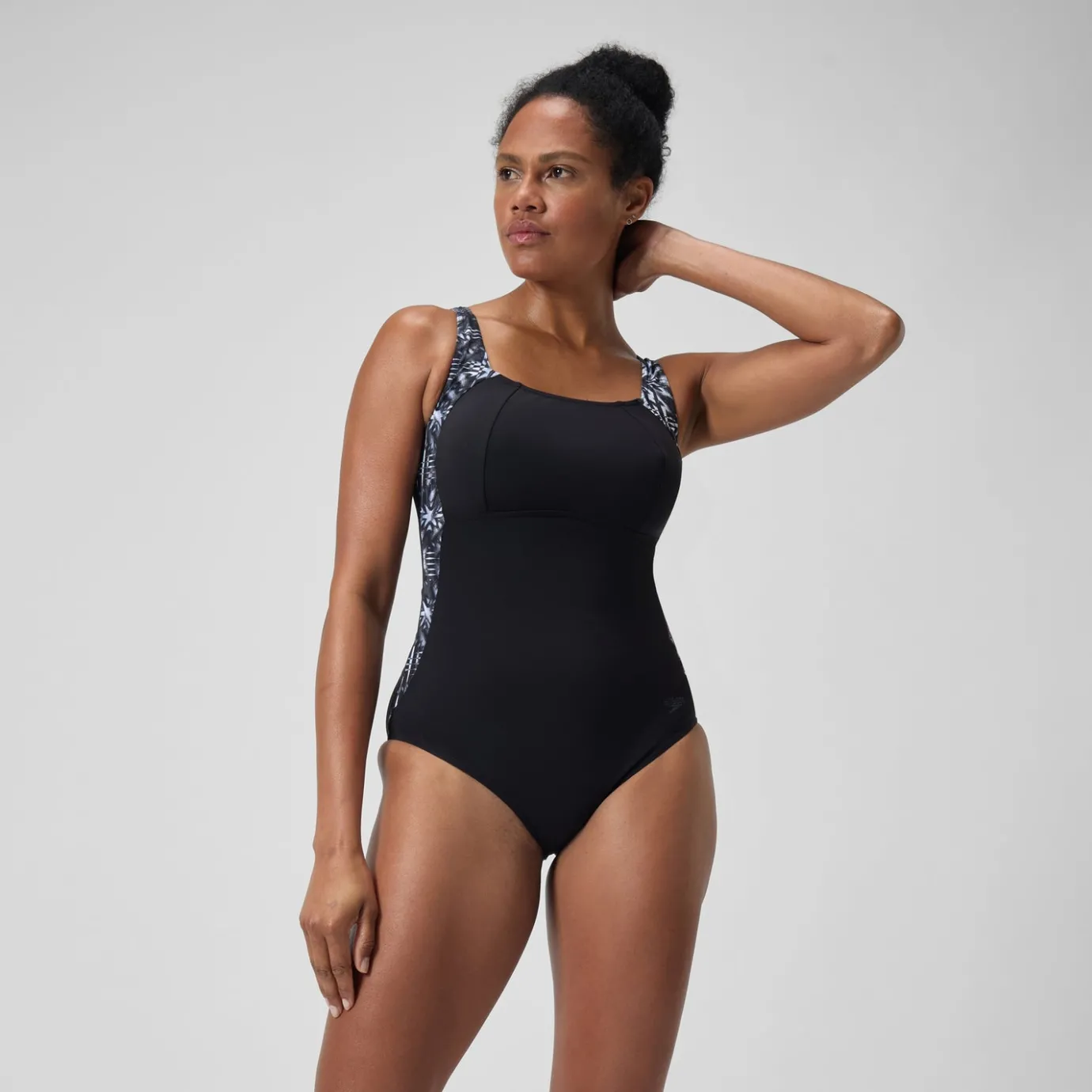 Women's Shaping LunaLustre Printed Swimsuit Black/Grey*Speedo Cheap