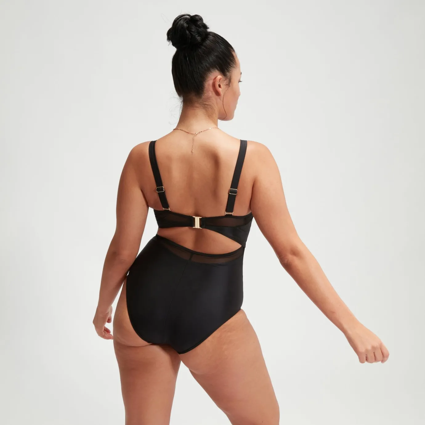Women's Shaping Mesh Detail Swimsuit Black*Speedo New