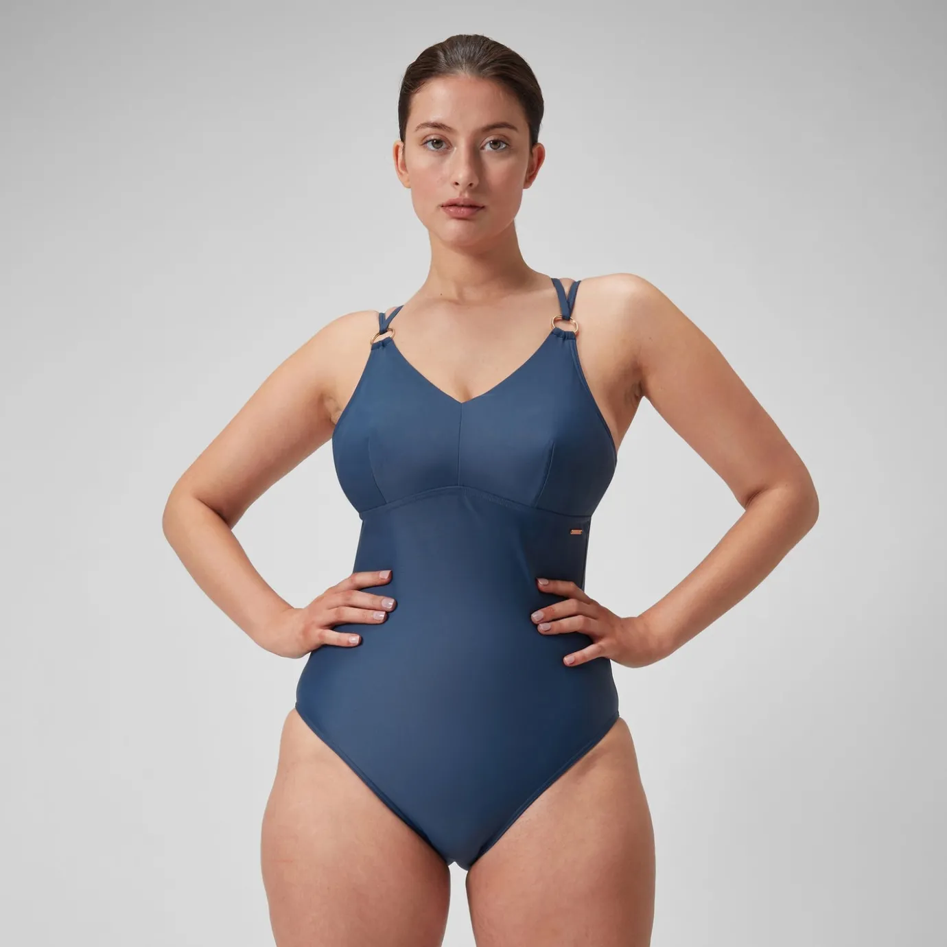 Women's Shaping Strappy Swimsuit Navy*Speedo Clearance