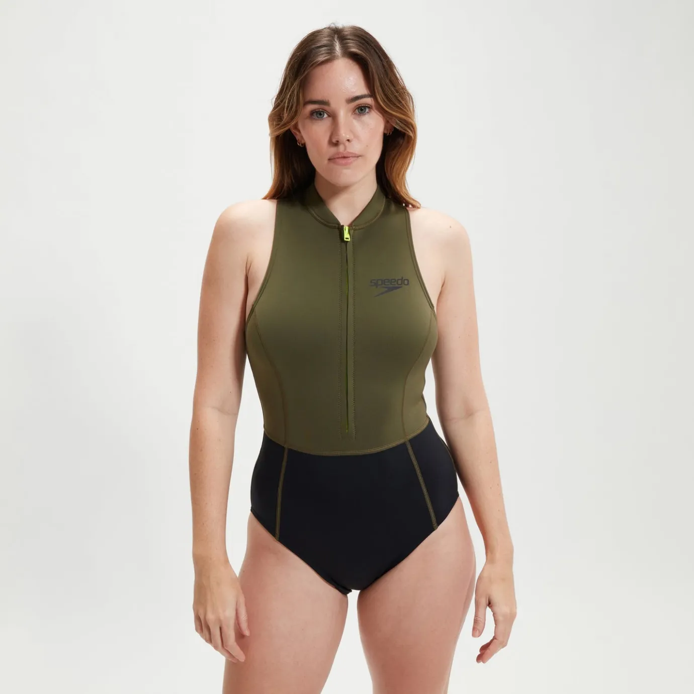 Women's Sleeveless Thermal Swimsuit Black/Green*Speedo Best