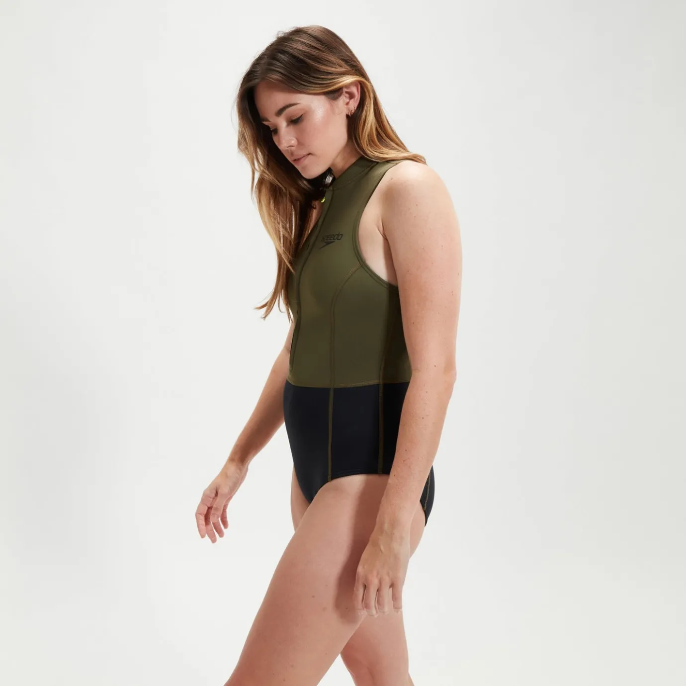 Women's Sleeveless Thermal Swimsuit Black/Green*Speedo Best