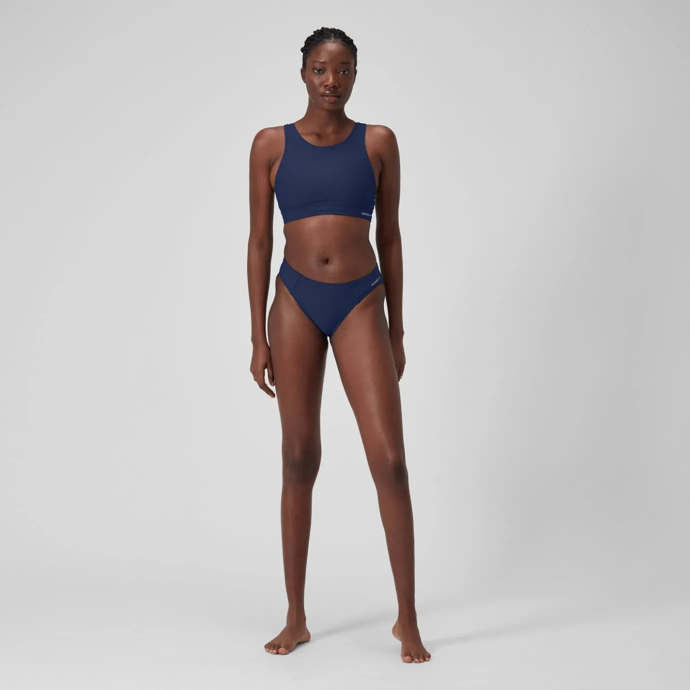 Women's Solid Bikini Top with Mesh Blue*Speedo Fashion