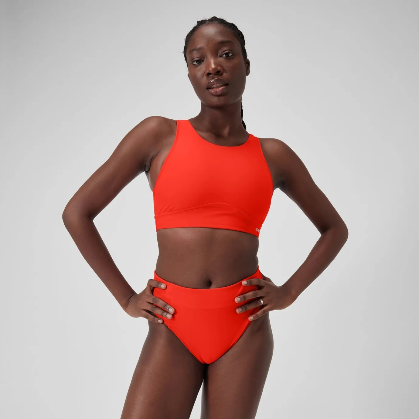 Women's Solid Bikini Top with Mesh Red*Speedo Discount