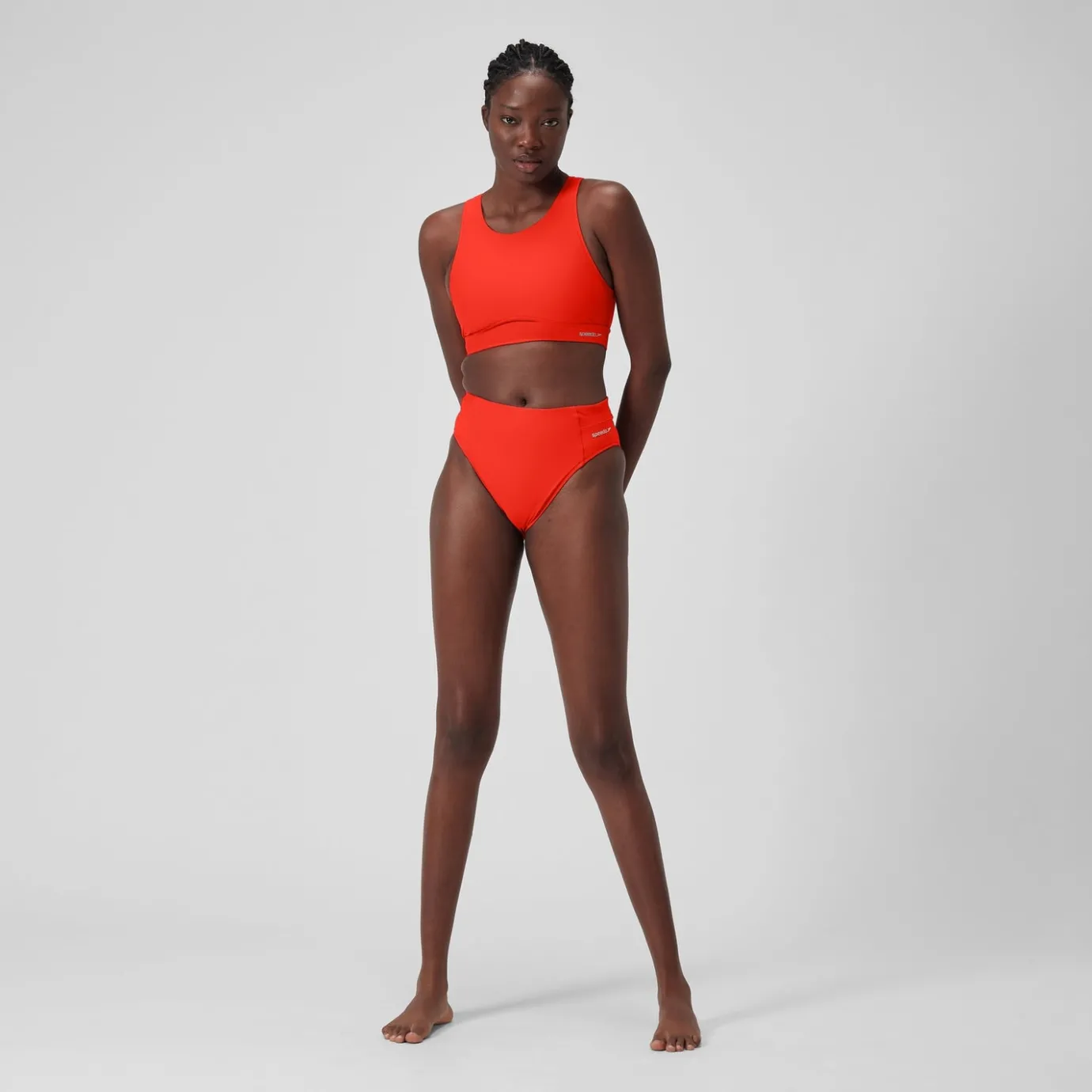 Women's Solid Bikini Top with Mesh Red*Speedo Discount