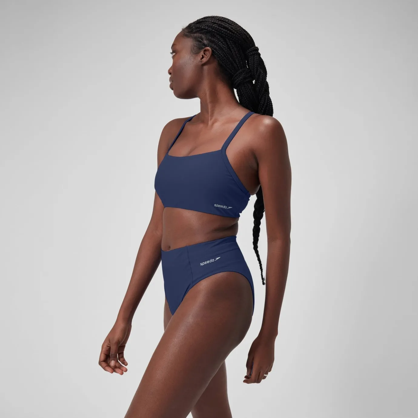 Women's Solid Hi Waist Bottom Blue*Speedo Best
