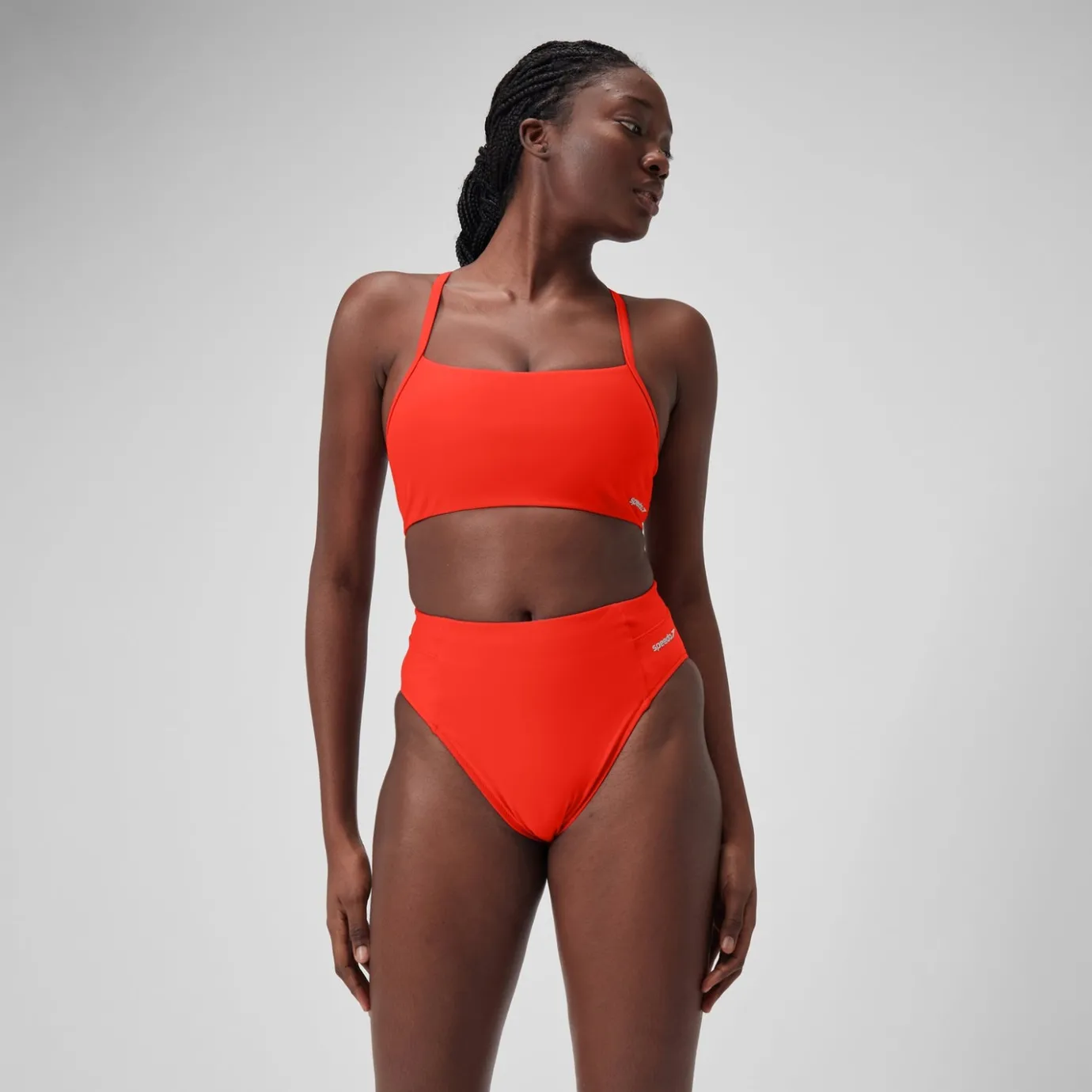 Women's Solid Hi Waist Bottom Red*Speedo Fashion
