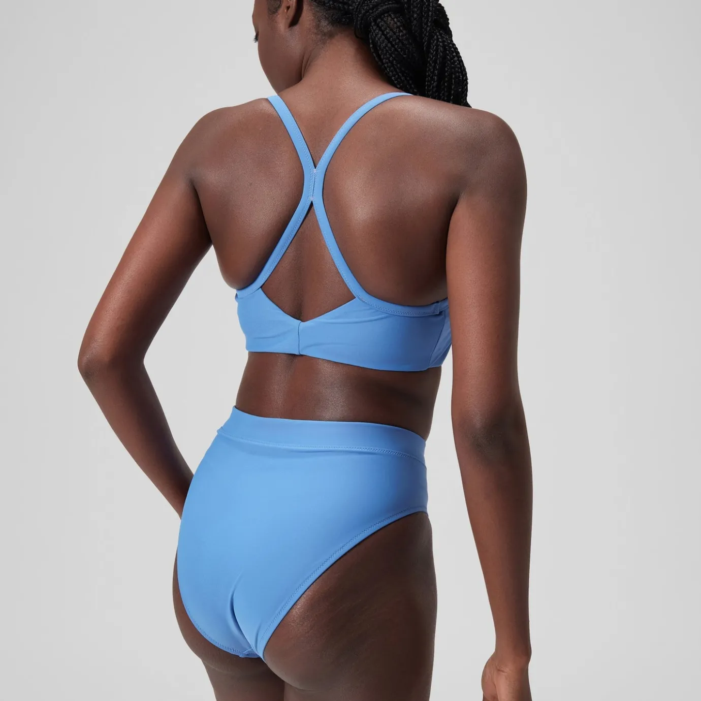Women's Solid High Waisted Bikini Bottom Blue*Speedo Sale