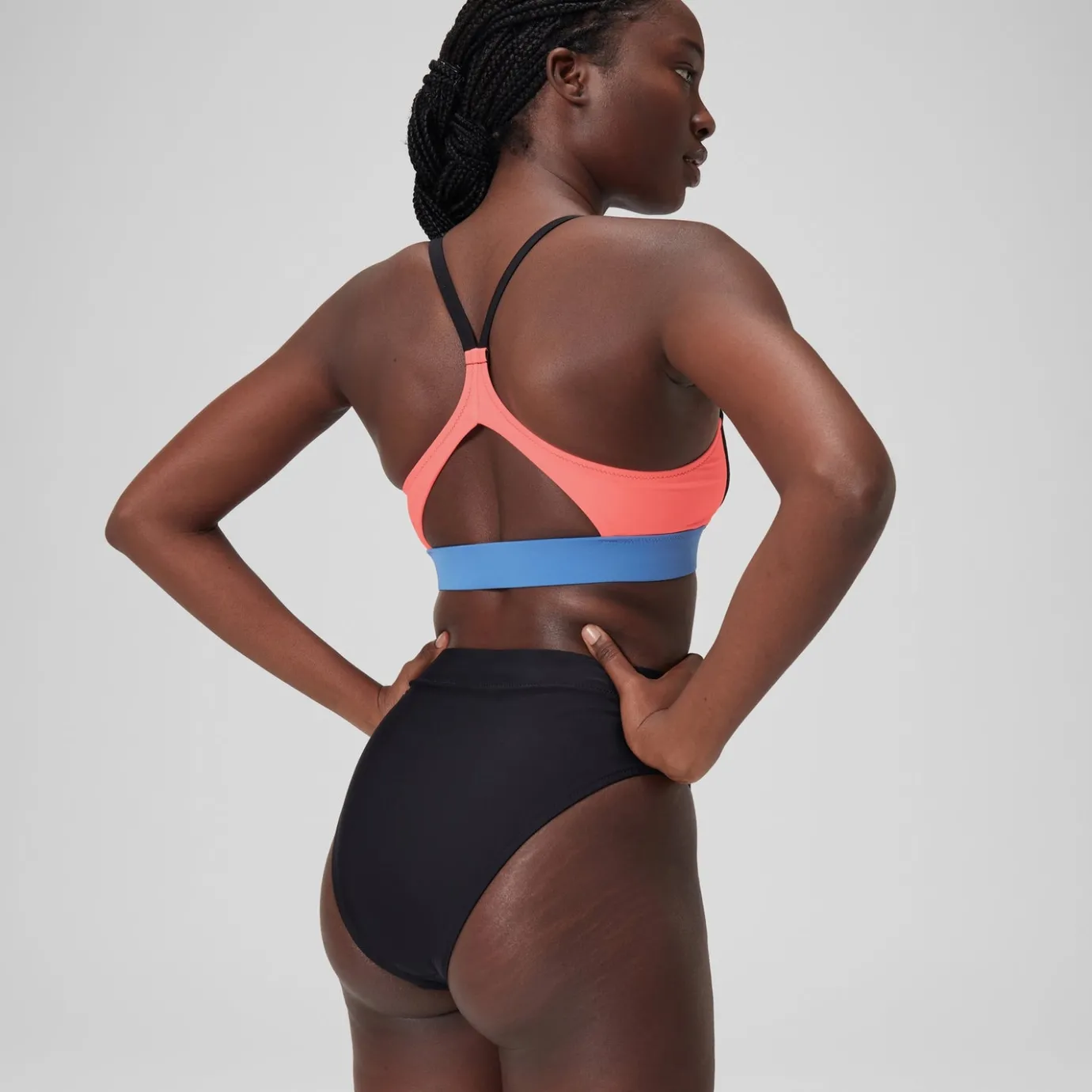 Women's Solid High Waisted Bikini Bottom Dark Grey*Speedo Outlet