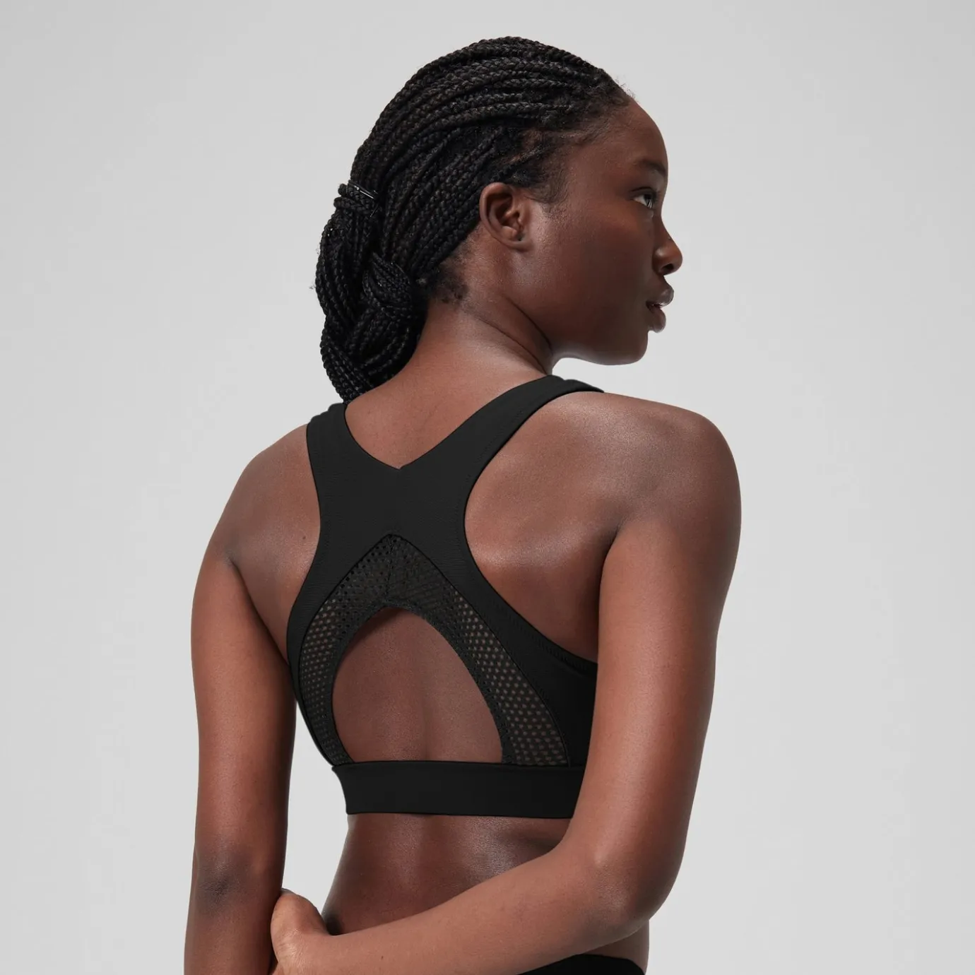 Women's Solid Highneck Crop Top Dark Grey*Speedo Shop
