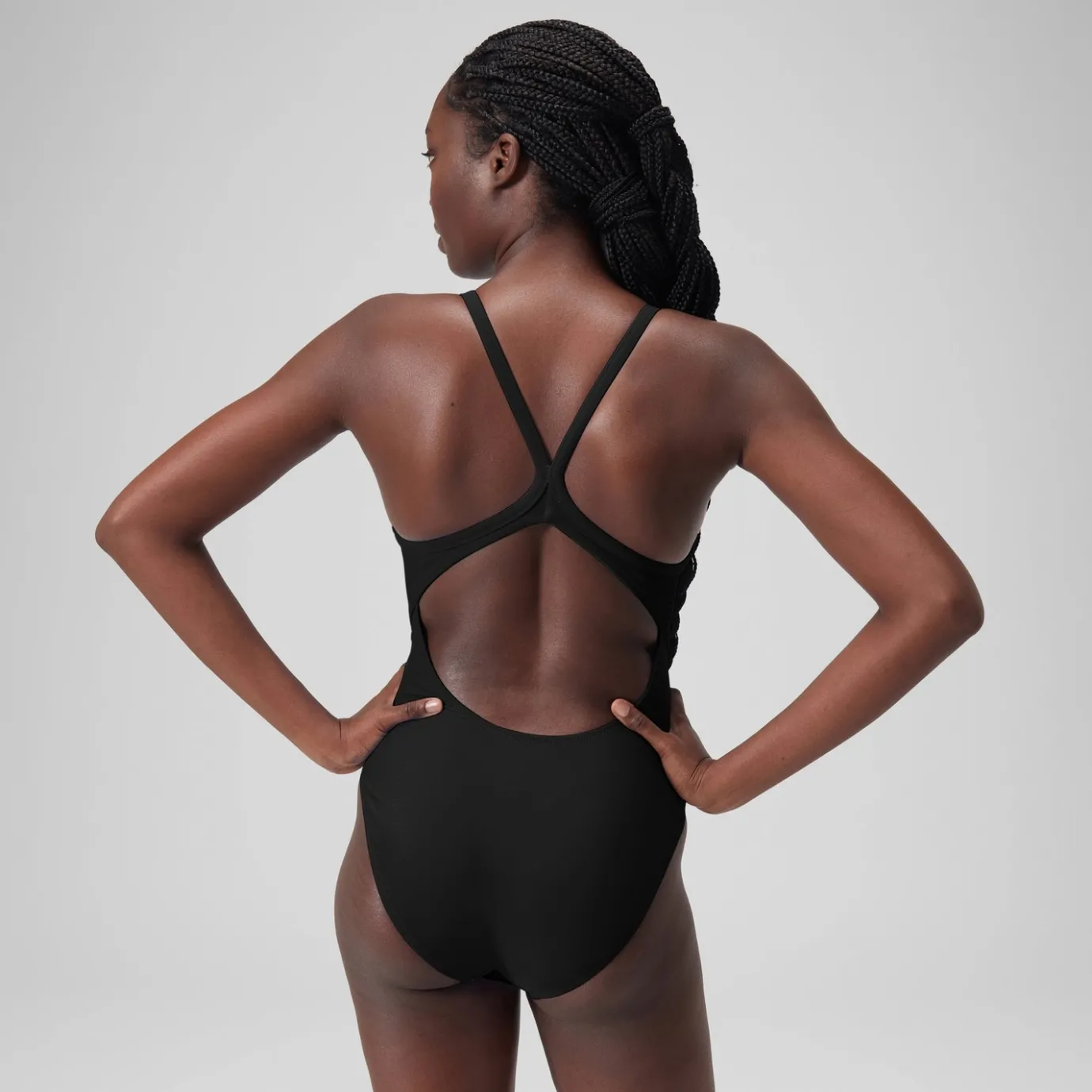 Women's Solid Racerback Swimsuit Dark Grey*Speedo Cheap